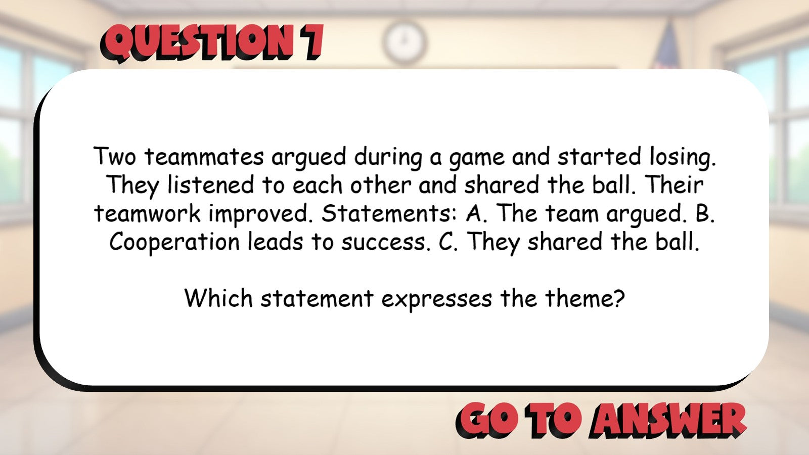Distinguish Theme From Story Details BIG TERRIBLE GAME - Grade 3 ELA Review