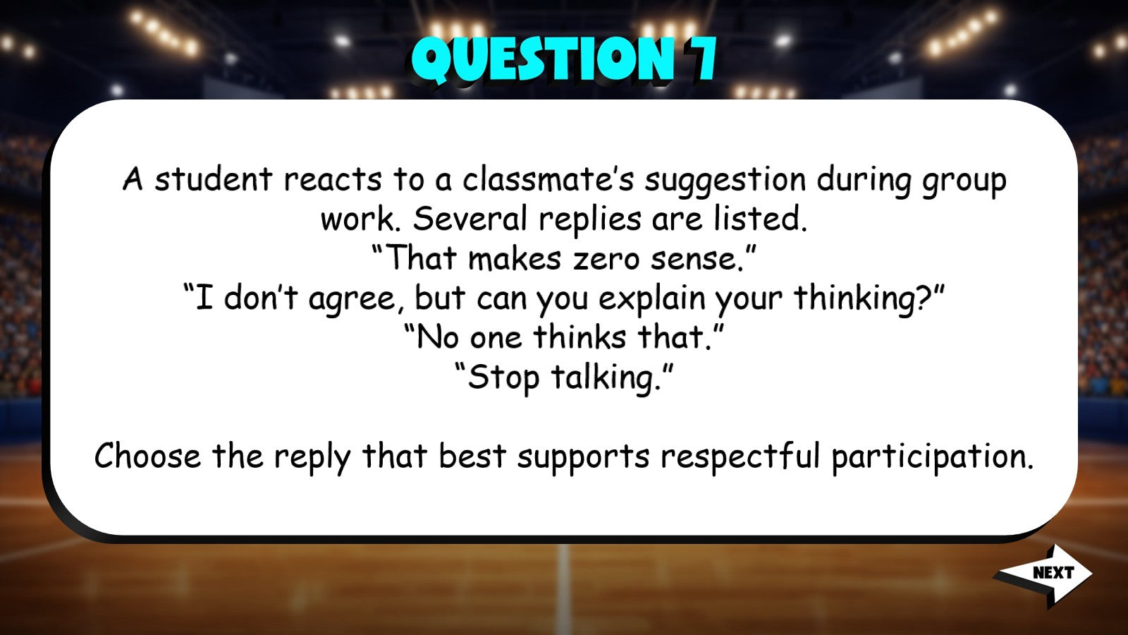 Identify Clear & Respectful Responses TRASHKETBALL ELA Game - No Prep Grade 6