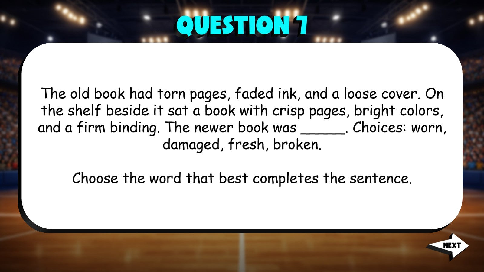Select the Best Word on Meaning Contrast TRASHKETBALL ELA Game - No Prep Grade 4