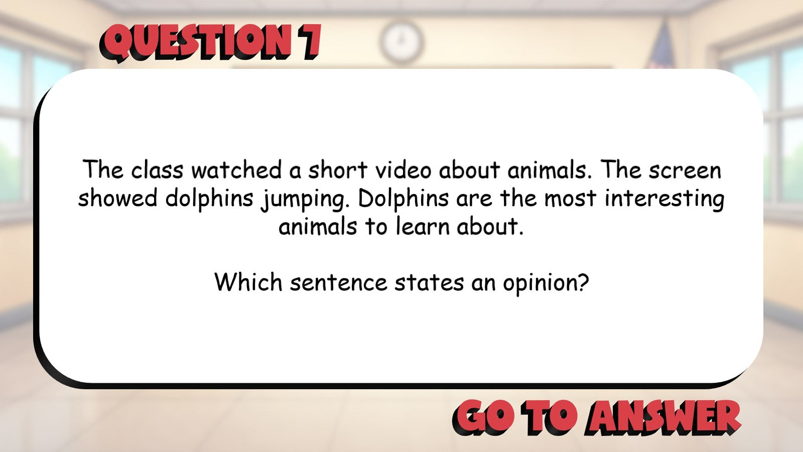 Identify Opinion Statements BIG TERRIBLE GAME - No Prep Grade 3 ELA Review