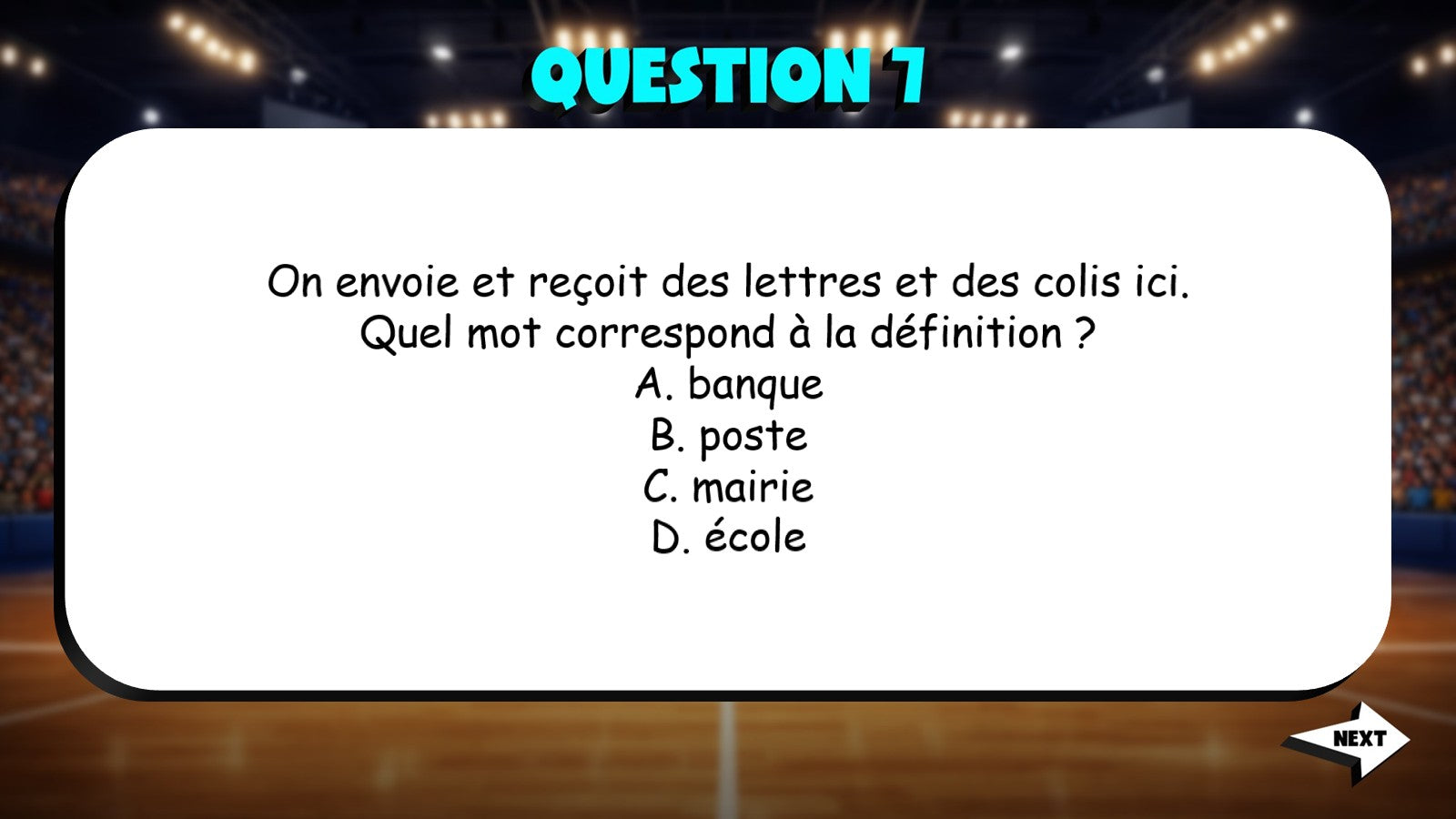 Match the Definition - Buildings & Public Spaces TRASHKETBALL Game - French