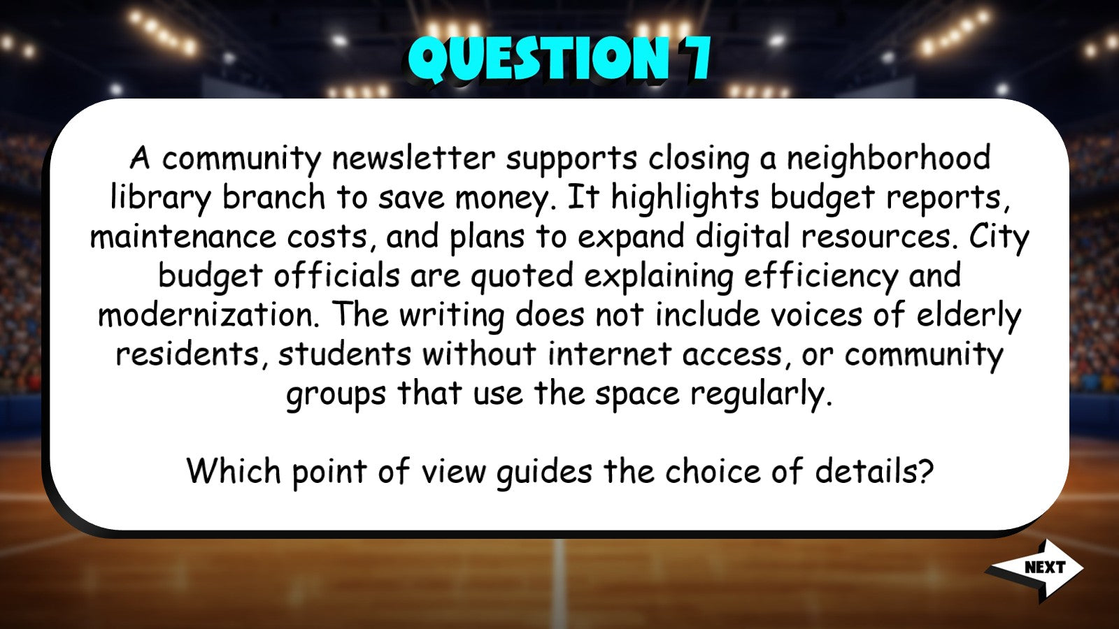 Analyze Author Point of View TRASHKETBALL ELA Game - No Prep Grade 7 Review