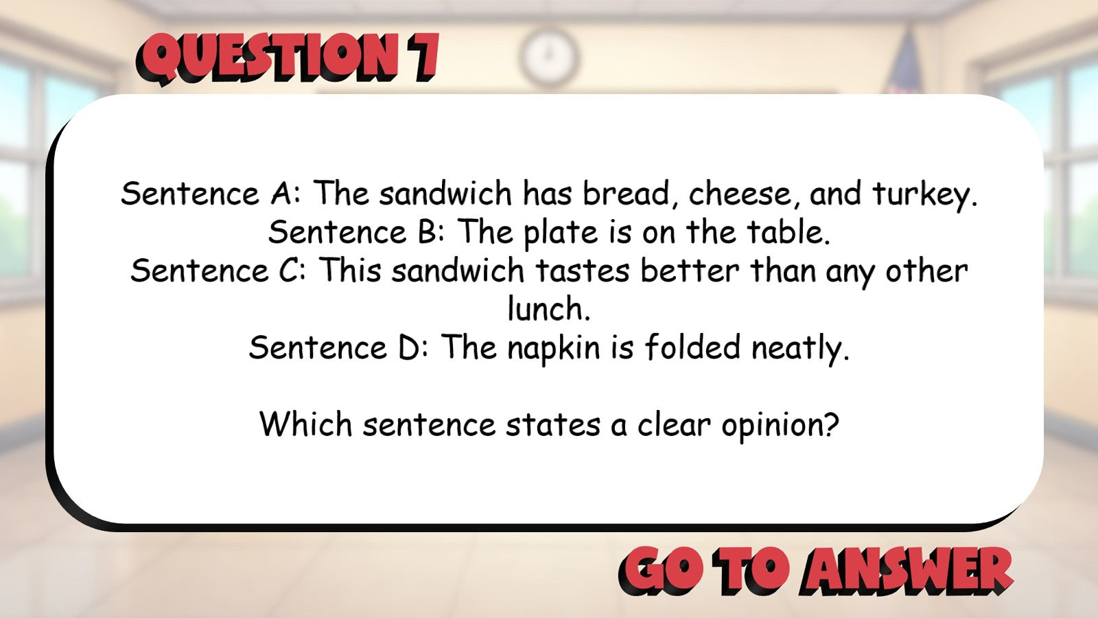 Identify Clear Opinion Statements BIG TERRIBLE GAME - No Prep Grade 4 ELA Review