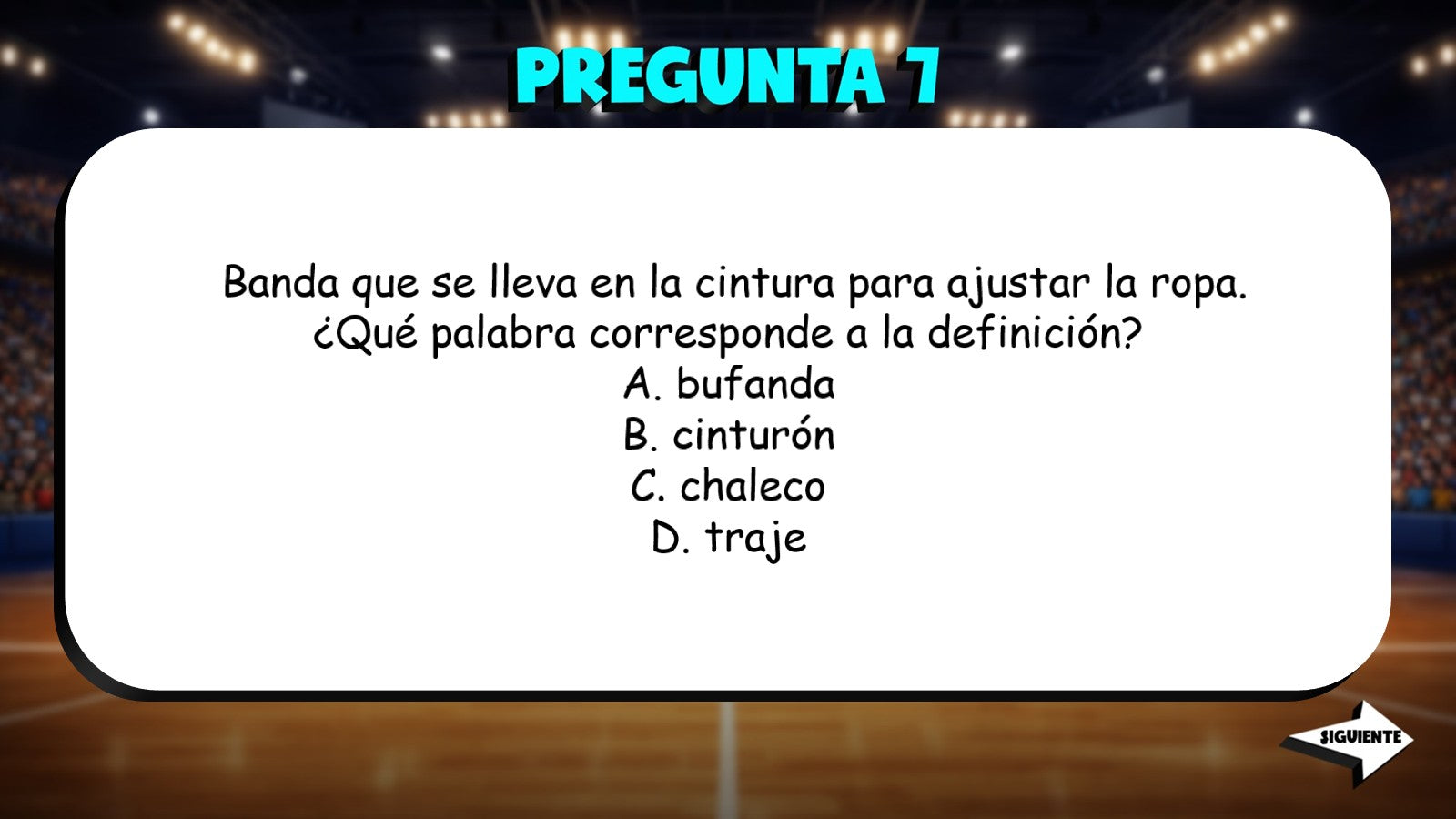 Match the Definition - Clothing TRASHKETBALL Spanish Game - No Prep Exercise