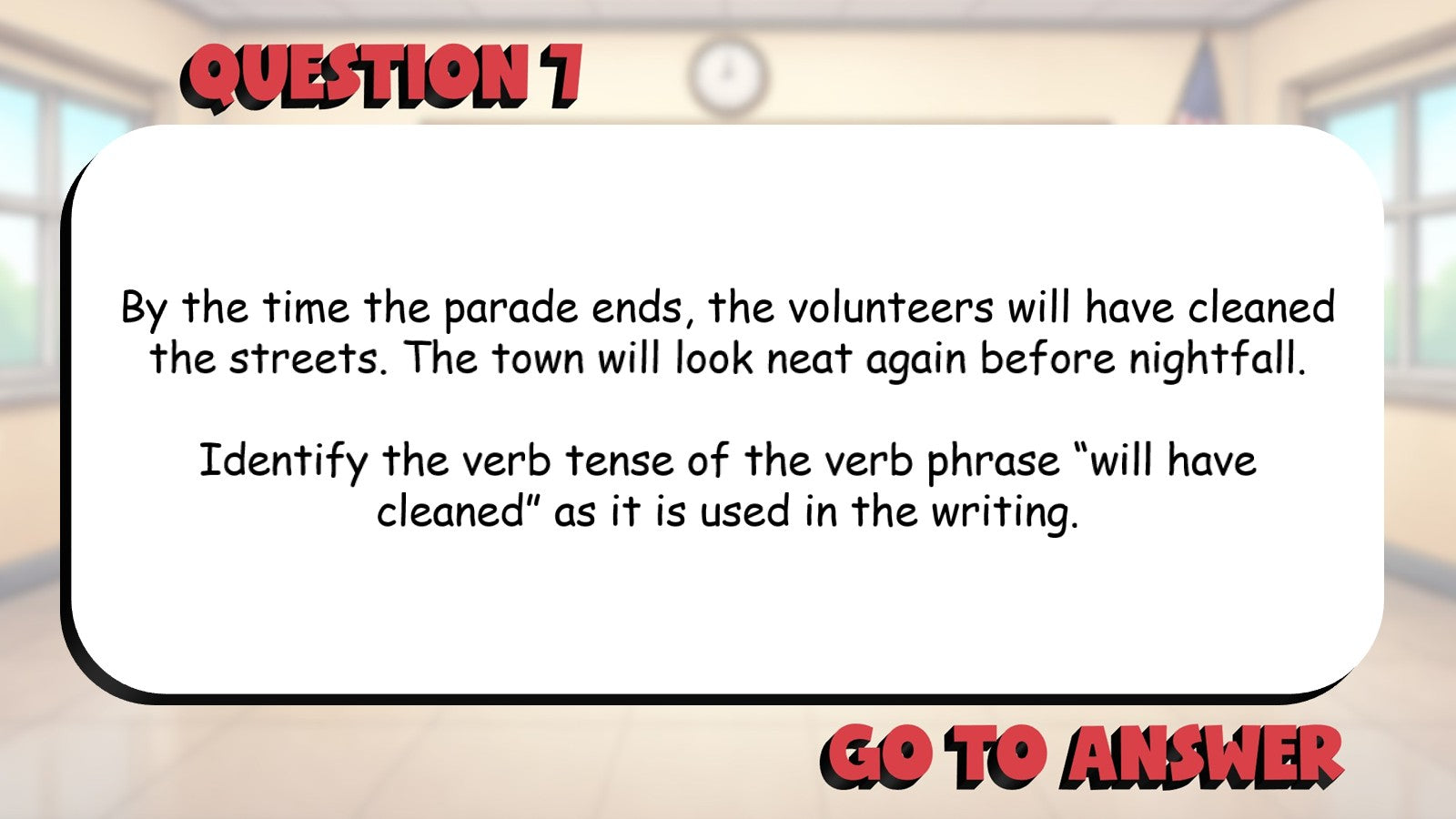 Identify Verb Tenses in Context BIG TERRIBLE GAME - No Prep Grade 5 ELA Review