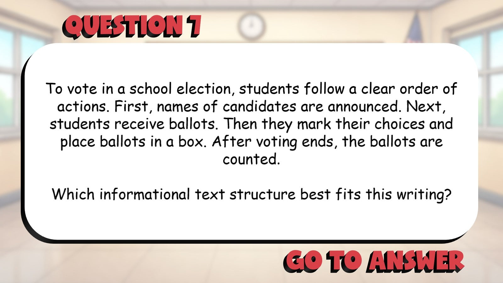 Identify Common Informational Text Structures BIG TERRIBLE GAME - Grade 5 ELA