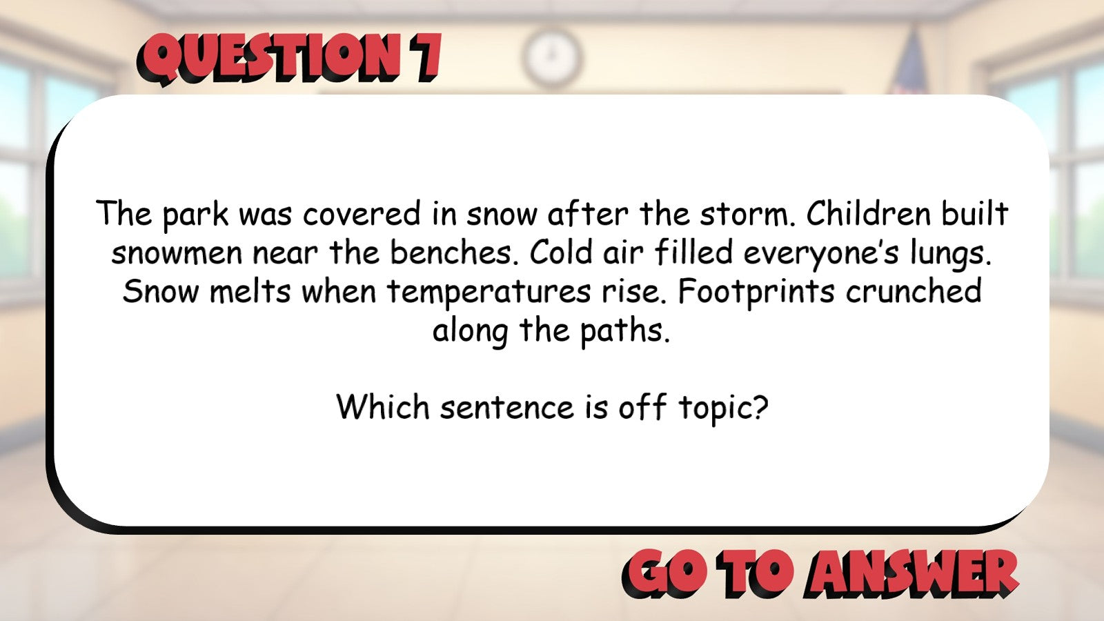 Identify Off Topic or Repetitive Information BIG TERRIBLE GAME - Grade 4 ELA