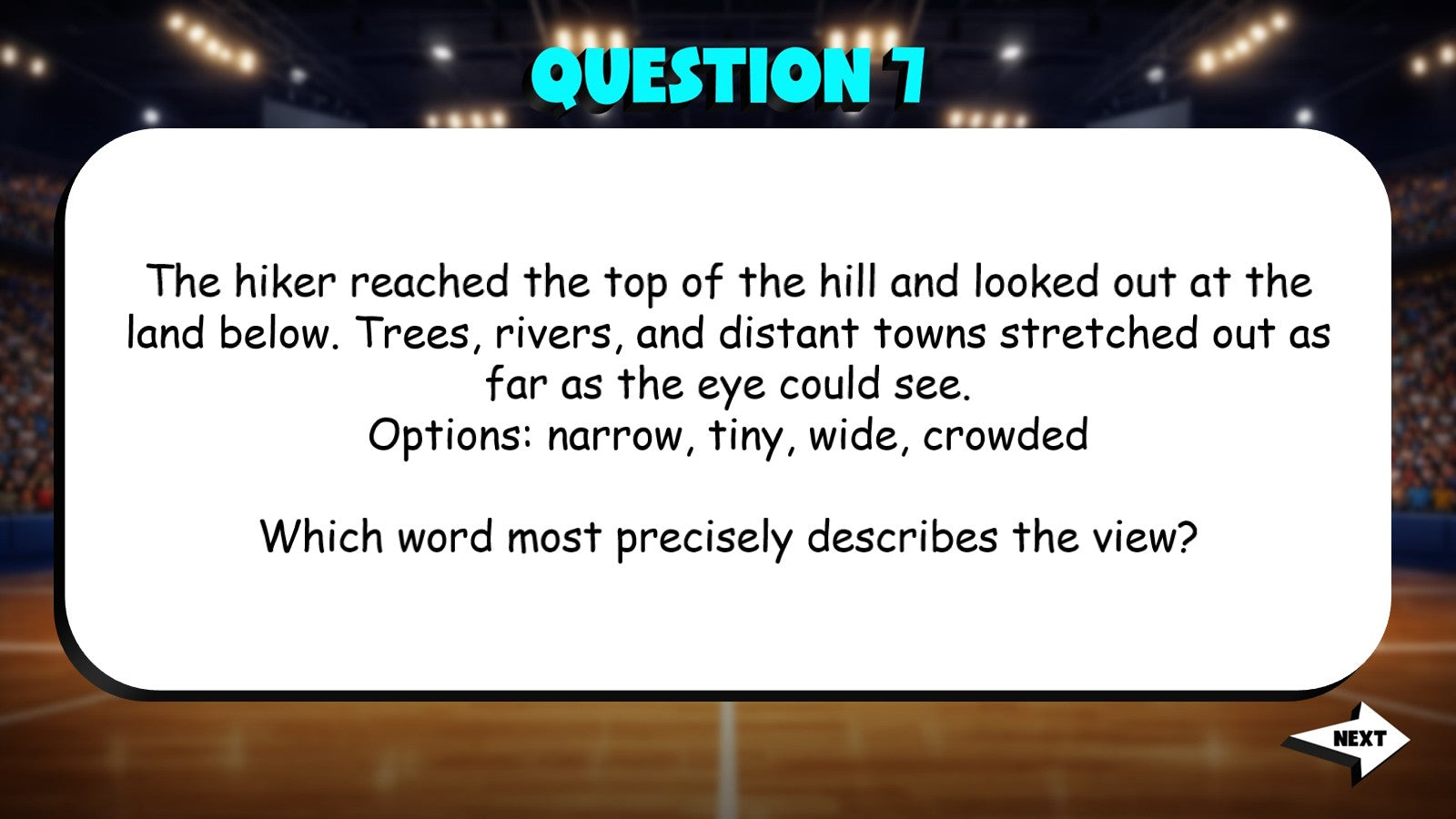 Select the Most Precise Word for a Sentence TRASHKETBALL ELA Game - Grade 4