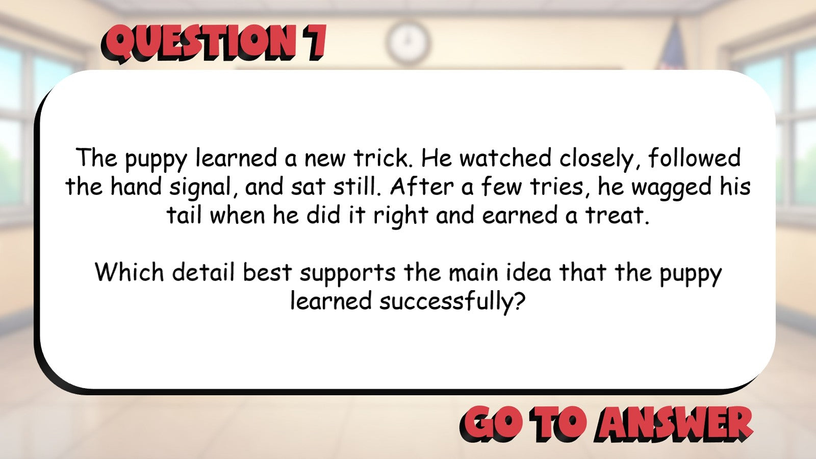 Identify Details That Support the Main Idea BIG TERRIBLE GAME - Grade 3 ELA