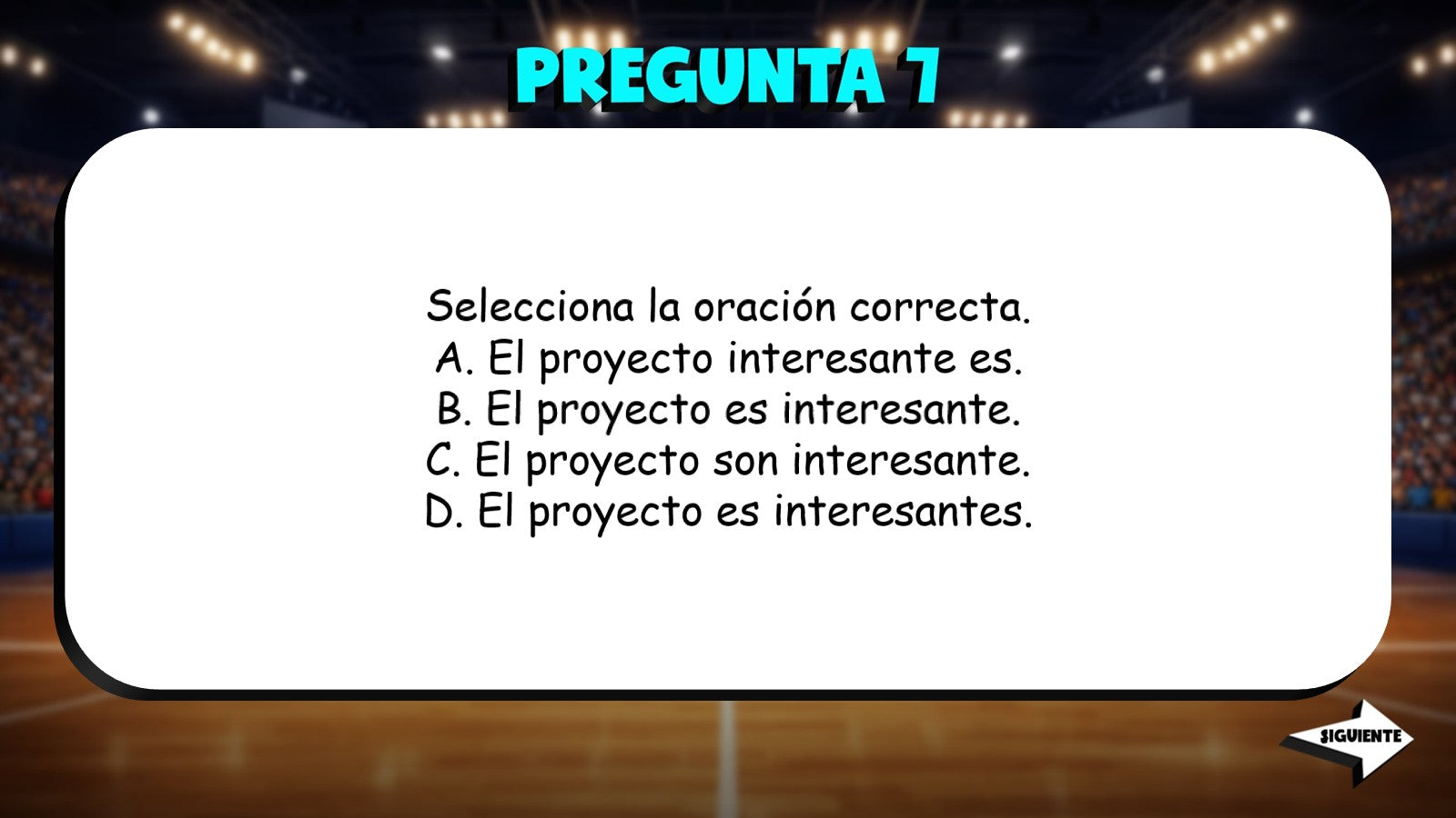 Select Correct Sentence - Grades & Performance TRASHKETBALL Game - Spanish