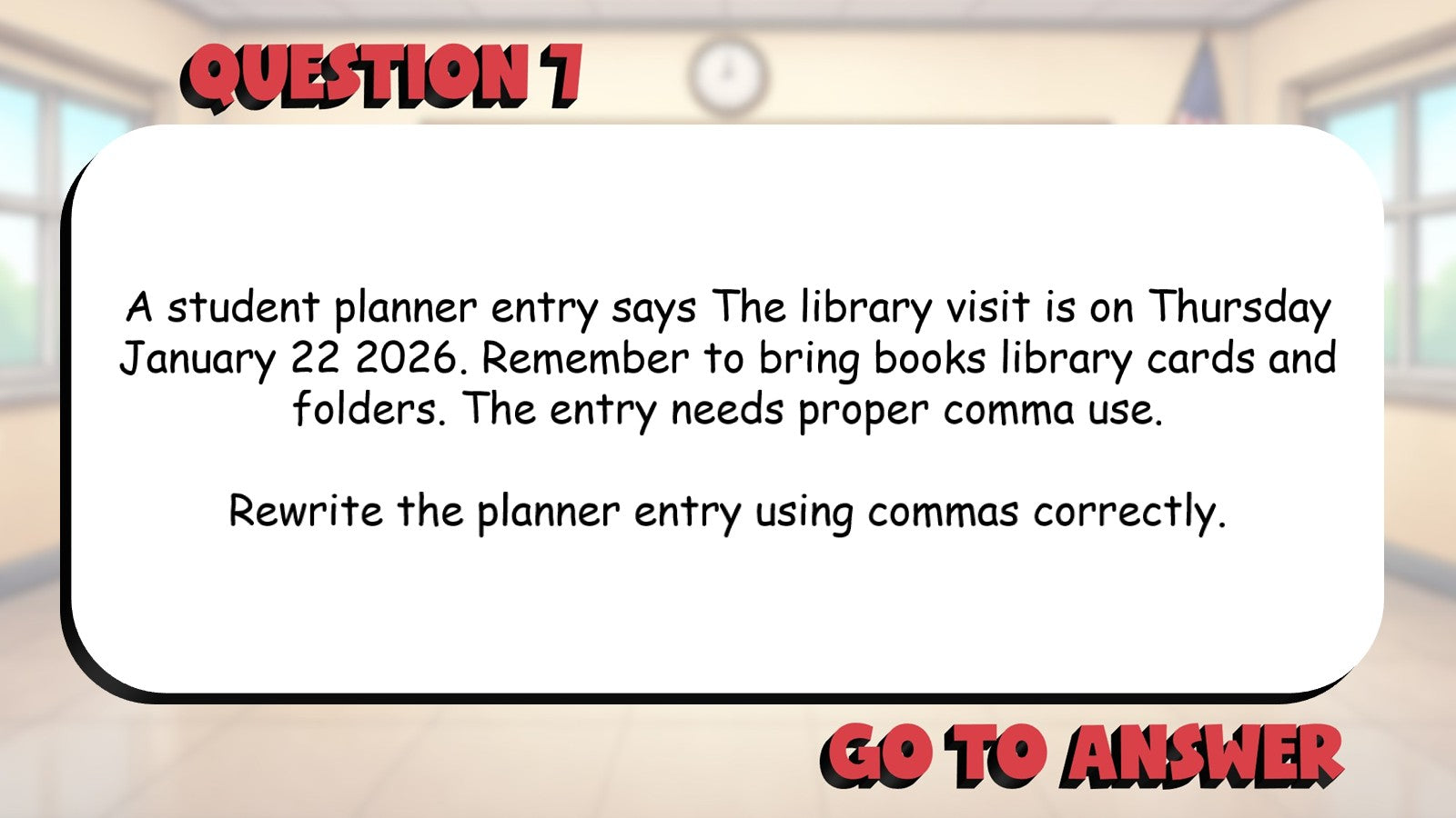 Identify Commas in Dates & Lists BIG TERRIBLE GAME - No Prep Grade 3 ELA Review