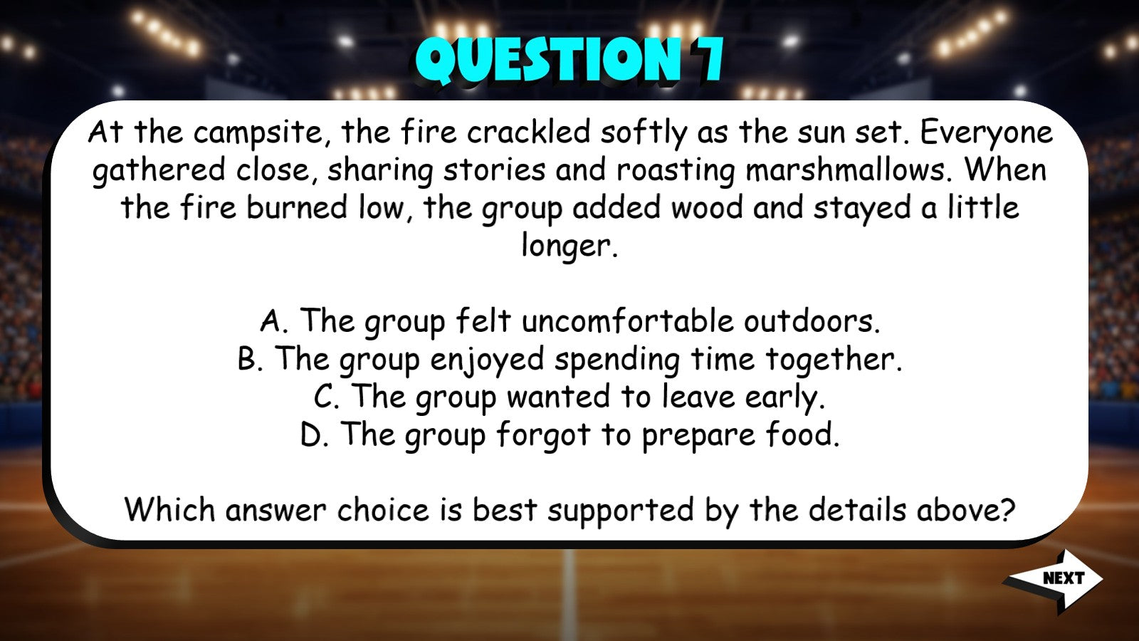 Identify the Best Text Based Answer TRASHKETBALL ELA Game - No Prep Grade 4