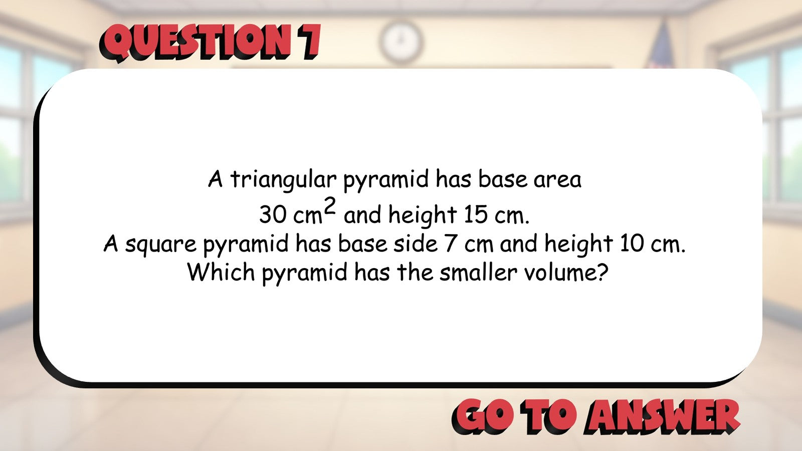 Volume of Pyramids BIG TERRIBLE GAME - No Prep Geometry Math Review Activity