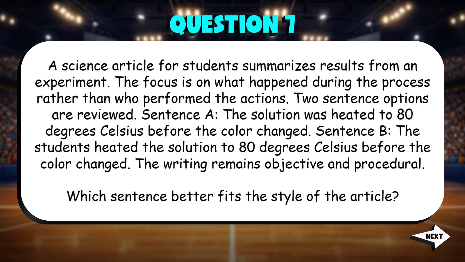 Evaluate Appropriateness of Verb Voice TRASHKETBALL ELA Game - No Prep Grade 8