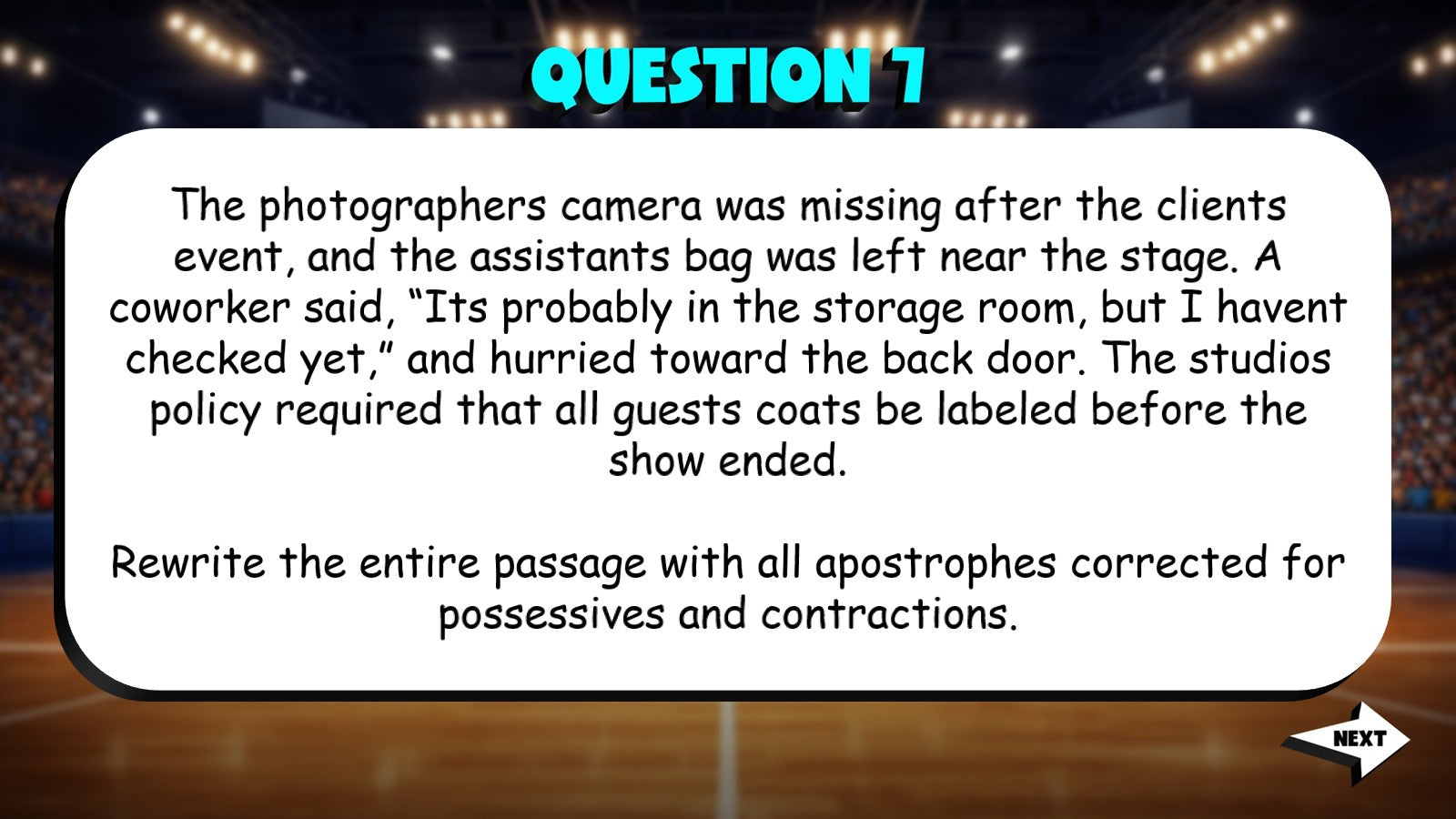 Apostrophes in Possessives & Contractions TRASHKETBALL ELA Game - Grade 10