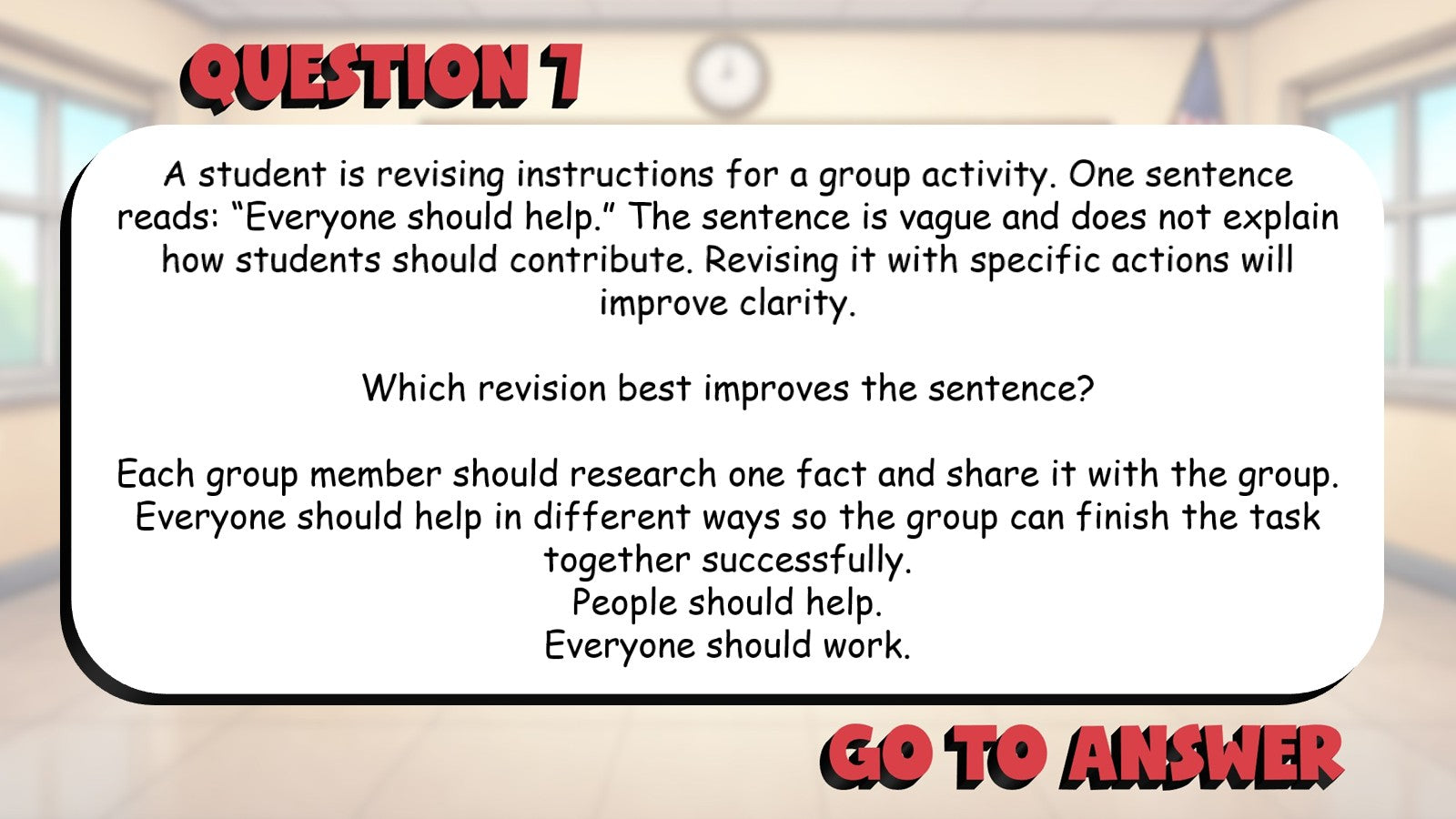 Select Revisions for Precision & Clarity BIG TERRIBLE GAME - Grade 5 ELA Review