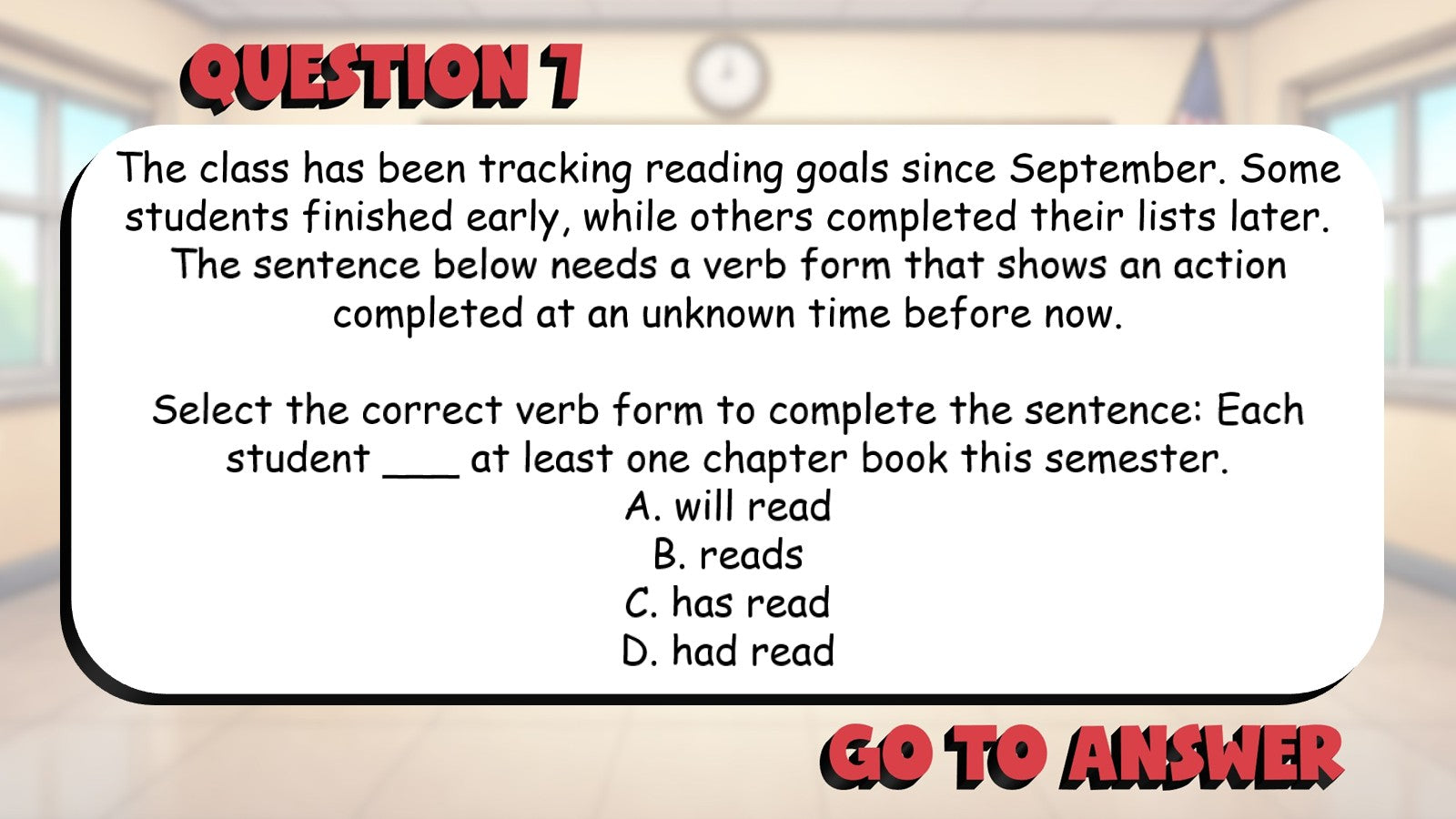 Select Correct Perfect Verb Tenses BIG TERRIBLE GAME - Grade 5 ELA Review