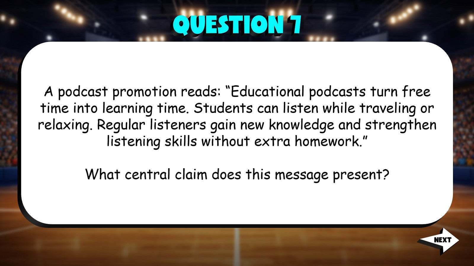 Evaluate Main Claims in Media Messages TRASHKETBALL ELA Game - No Prep Grade 7