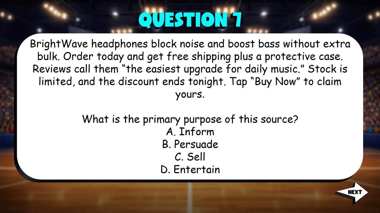 Evaluate Source Purpose & Intended Audience TRASHKETBALL ELA Game - Grade 10