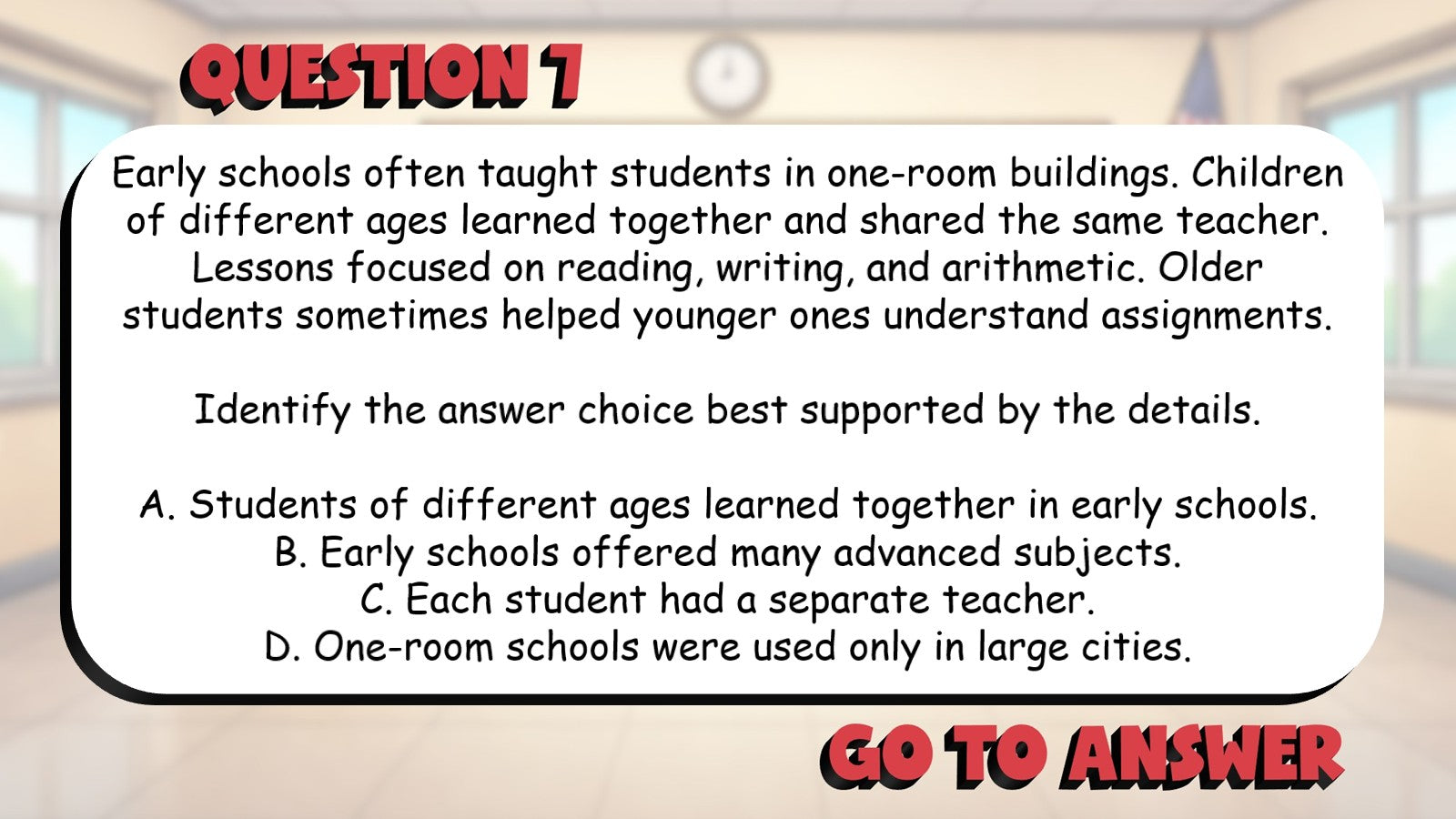 Identify the Strongest Answer from Evidence BIG TERRIBLE GAME - Grade 5 ELA