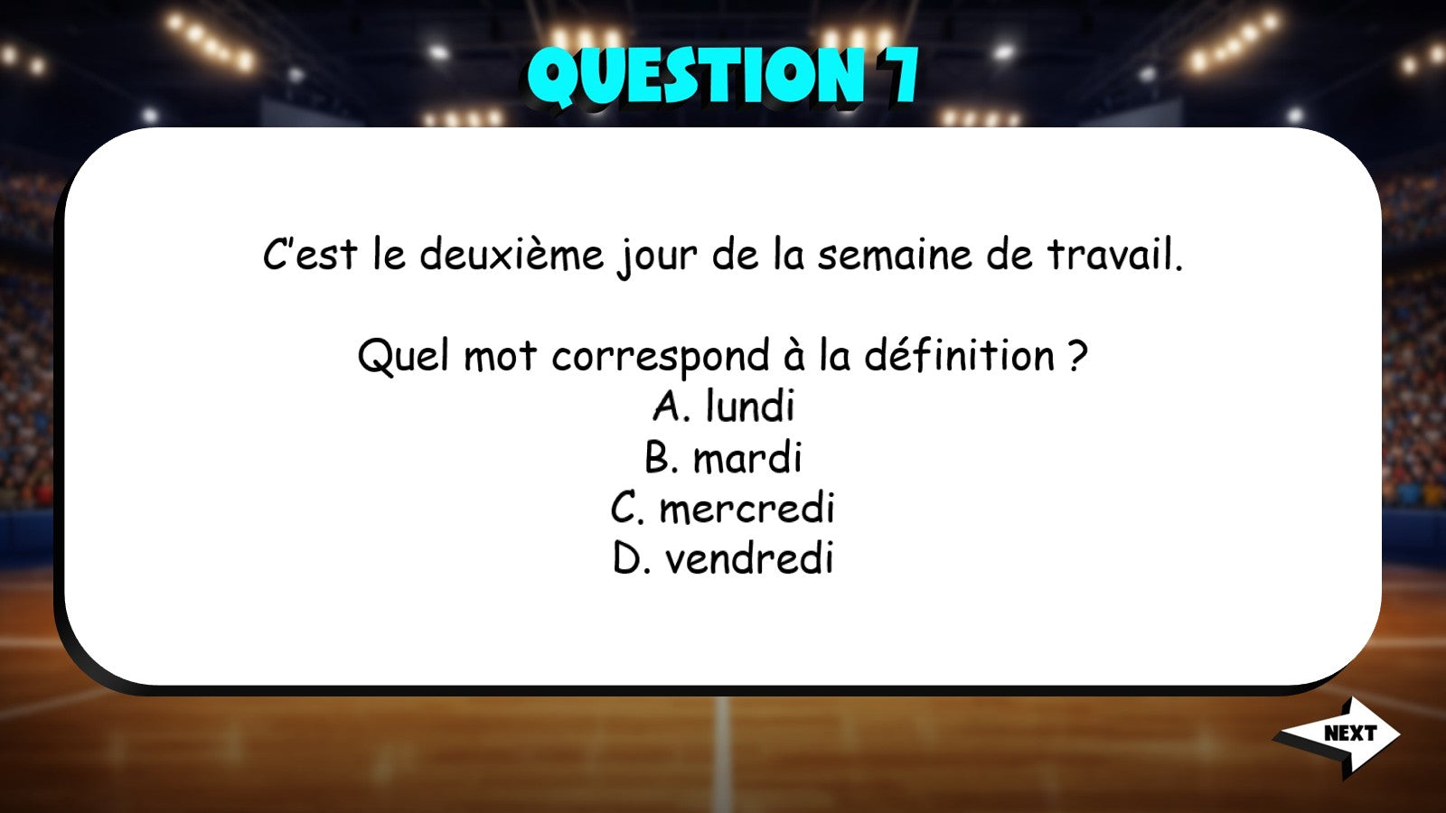 Match the Definition - Telling Time & Schedules TRASHKETBALL Game - French