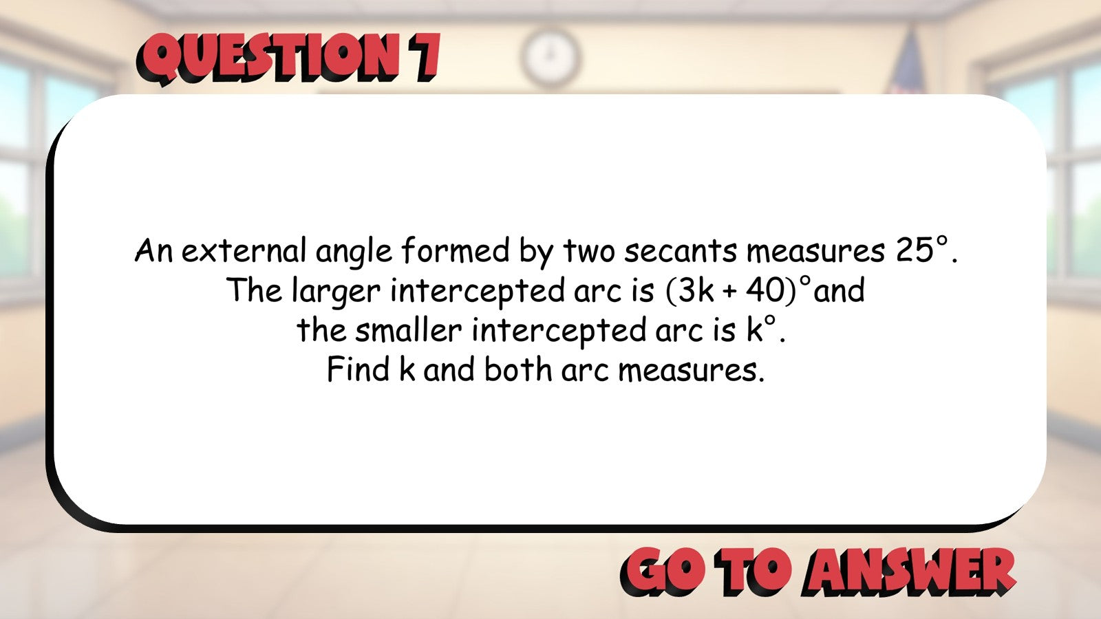 Angles in Circles BIG TERRIBLE GAME - No Prep Geometry Math Review Activity