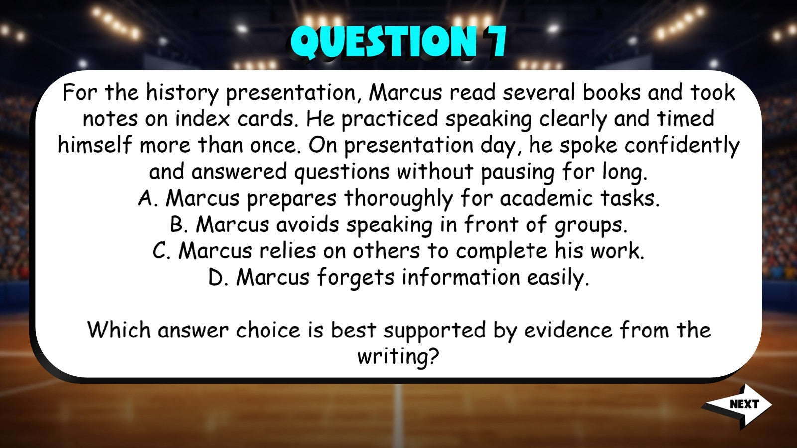 Identify the Strongest Answer from Text TRASHKETBALL ELA Game - No Prep Grade 5