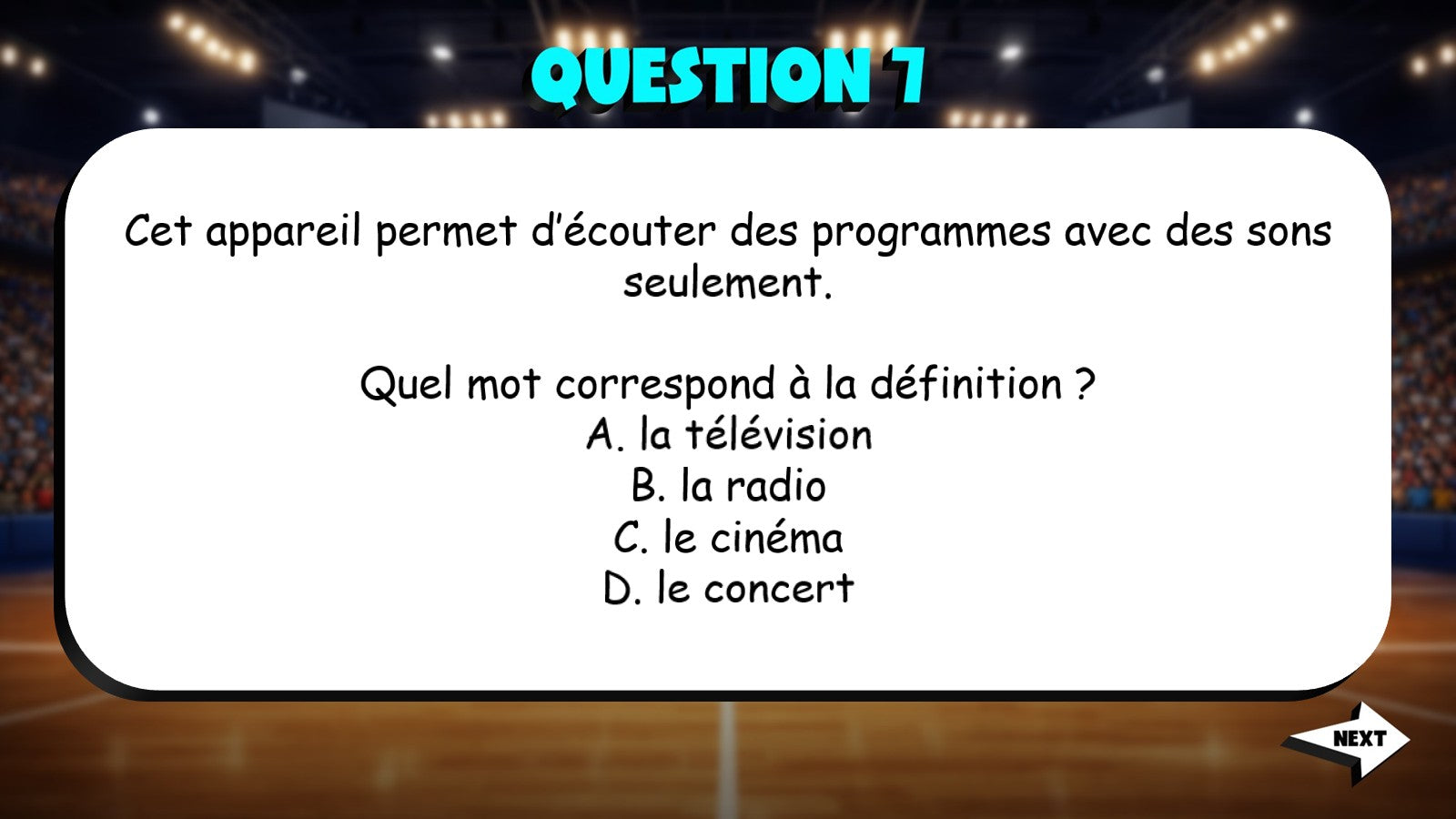 Match the Definition - Movies, Music & Games TRASHKETBALL French Game - No Prep