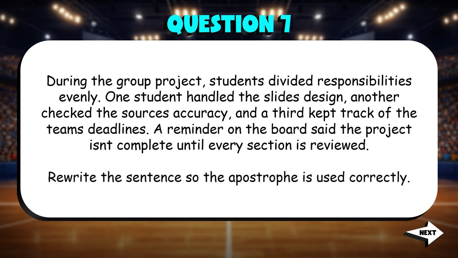 Identify Correct Apostrophe Usage TRASHKETBALL ELA Game - No Prep Grade 6 Review