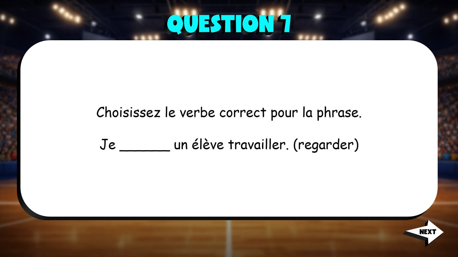Fill In The Verb - School Subjects & Activities TRASHKETBALL Game - French