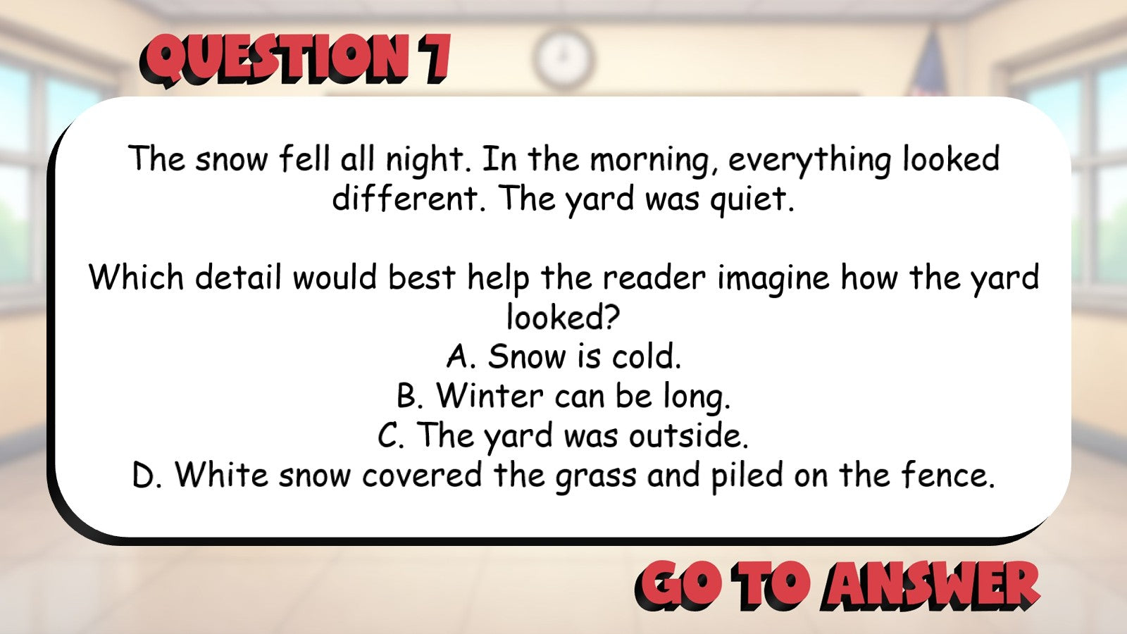 Select Details That Improve Clarity BIG TERRIBLE GAME - Grade 3 ELA Review
