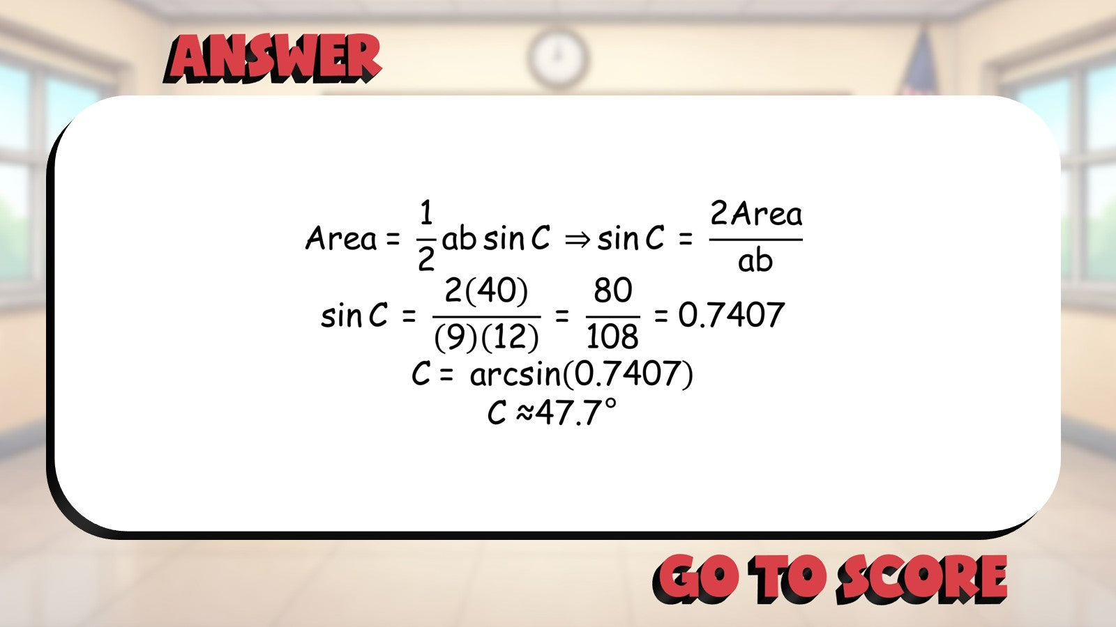 Triangle Area Applications BIG TERRIBLE GAME - No Prep Algebra 2 Math Review