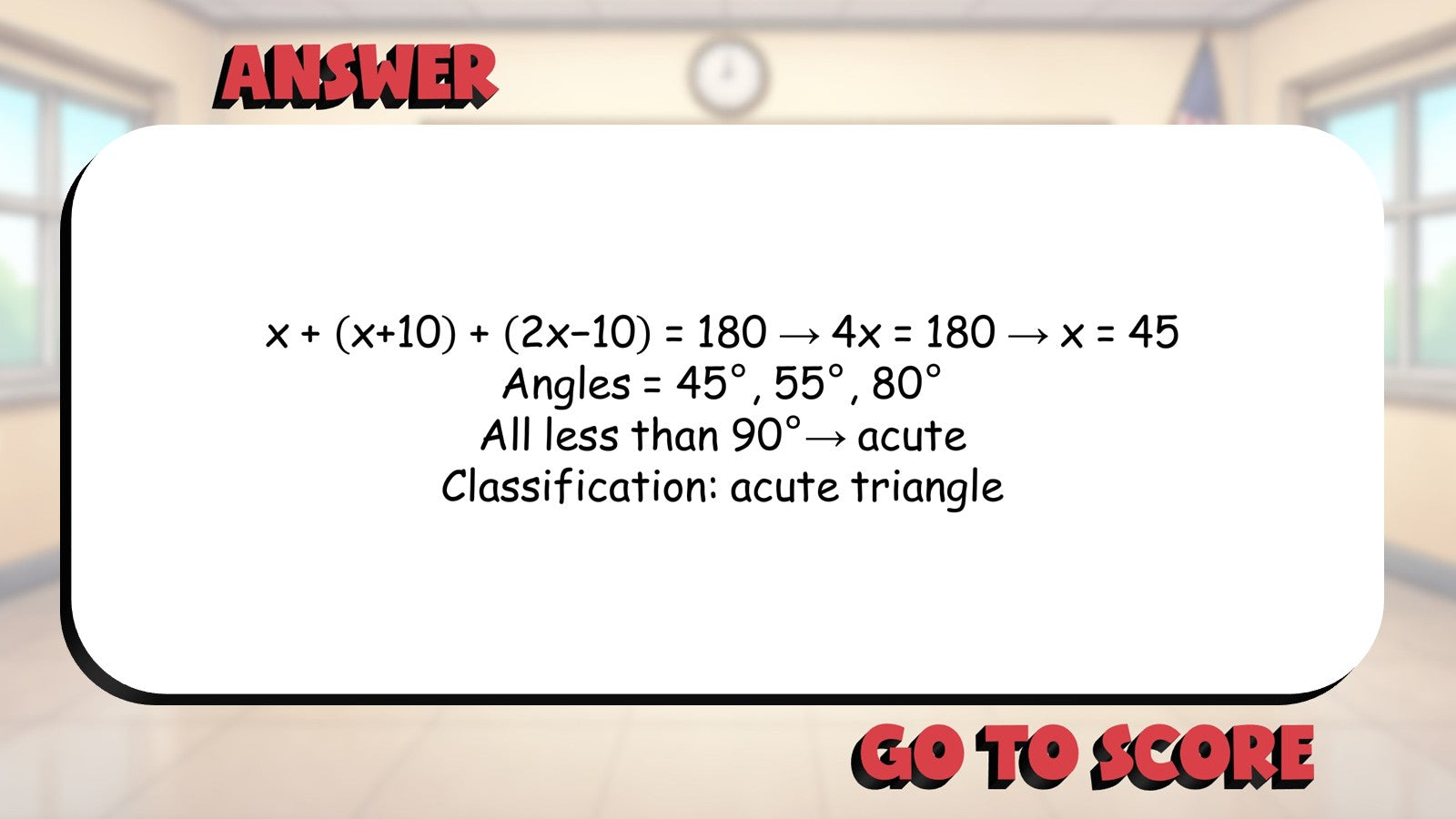 Classify Triangles By Angles BIG TERRIBLE GAME - No Prep Geometry Math Review