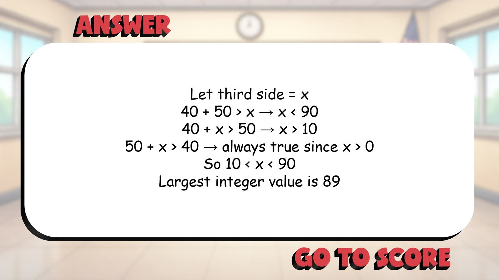 Triangle Inequality Theorem BIG TERRIBLE GAME - No Prep Geometry Math Review