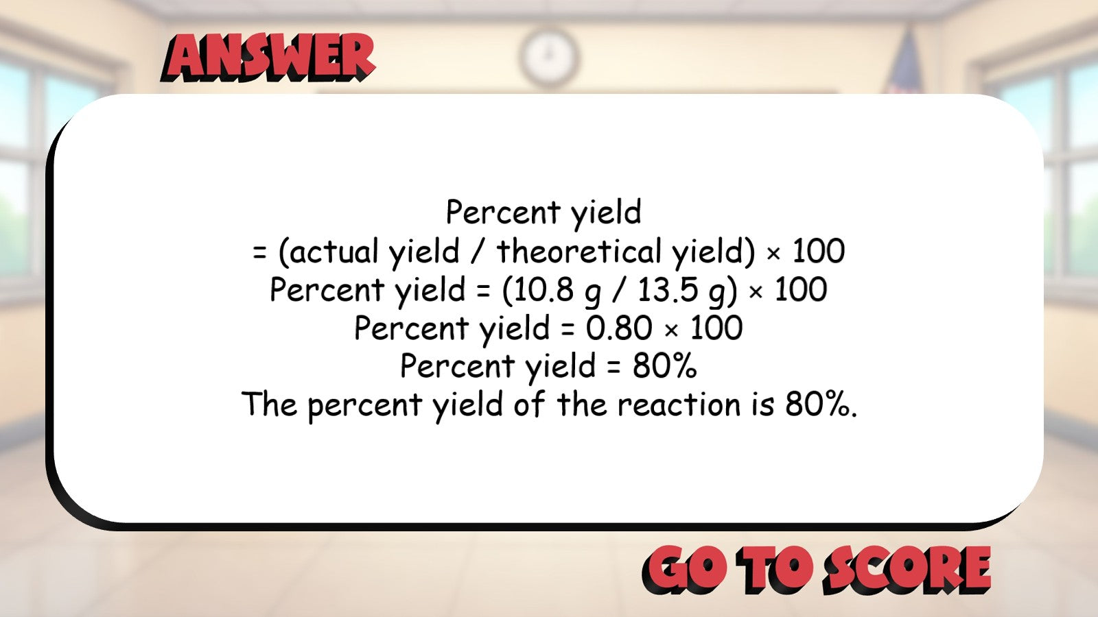 Percent Yield & Reaction Efficiency BIG TERRIBLE GAME - Chemistry Science Review
