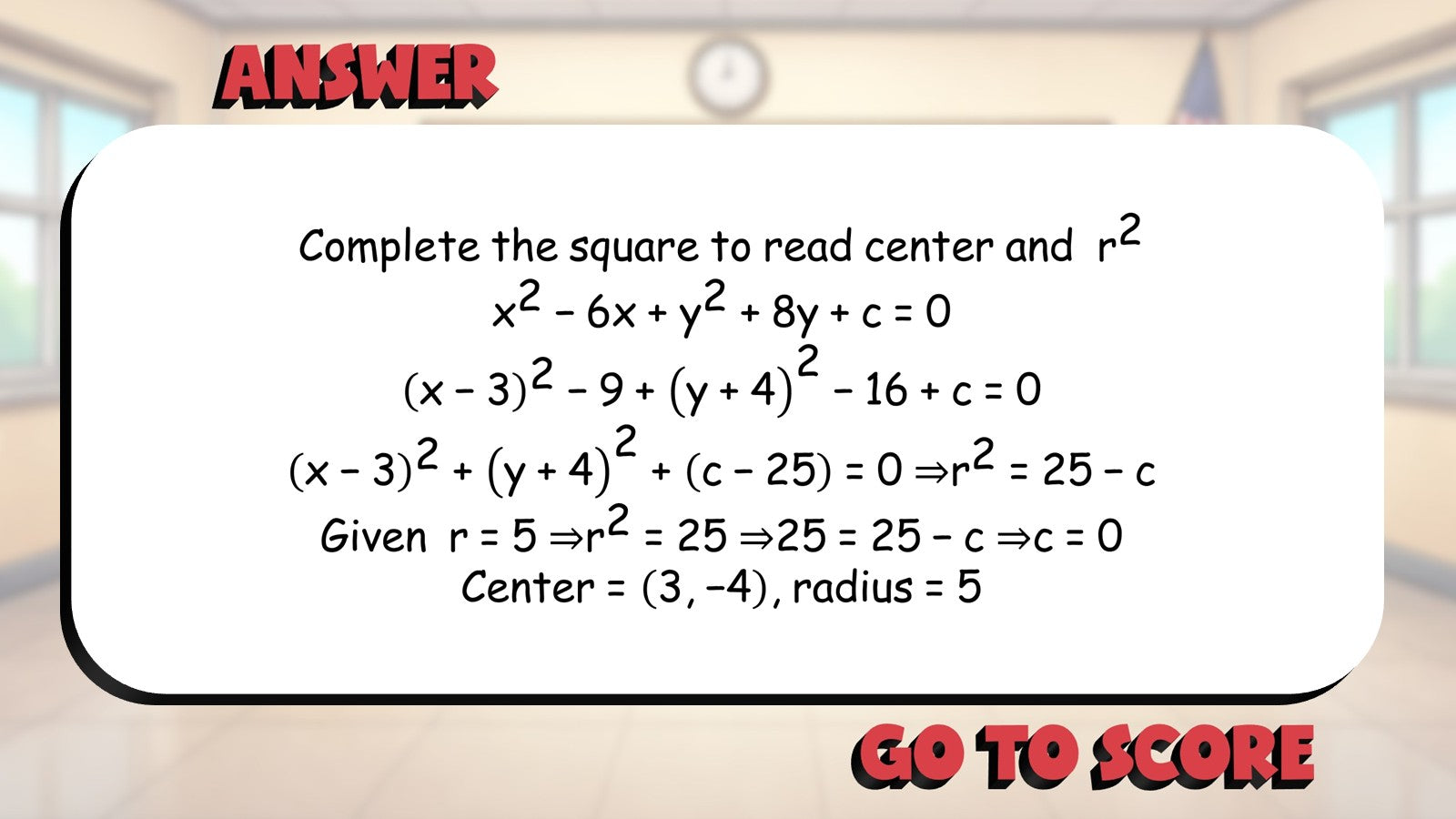 Equation of a Circle BIG TERRIBLE GAME - No Prep Geometry Math Review Activity