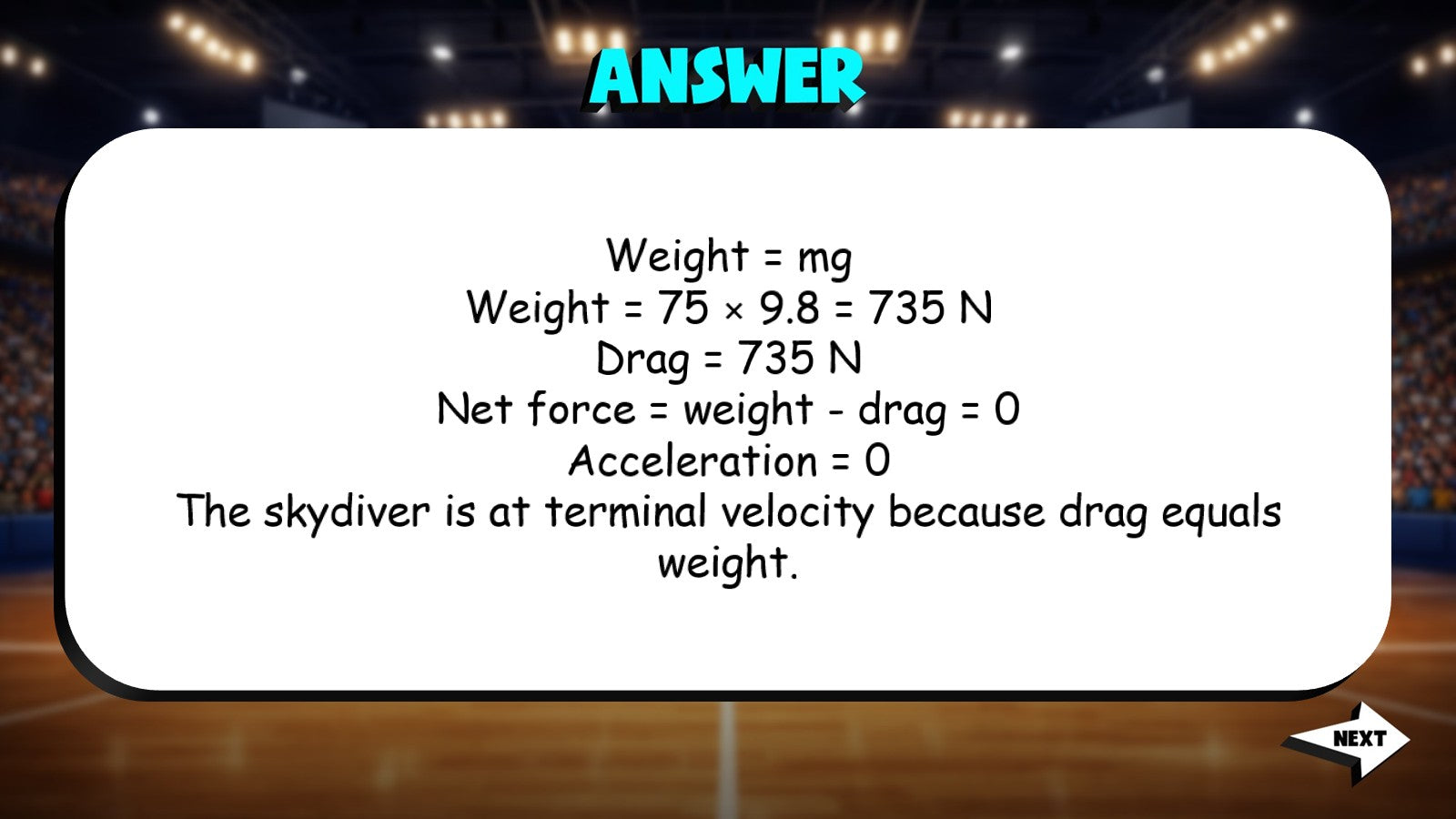 Terminal Velocity Concept TRASHKETBALL Science Game - No Prep Physics Review