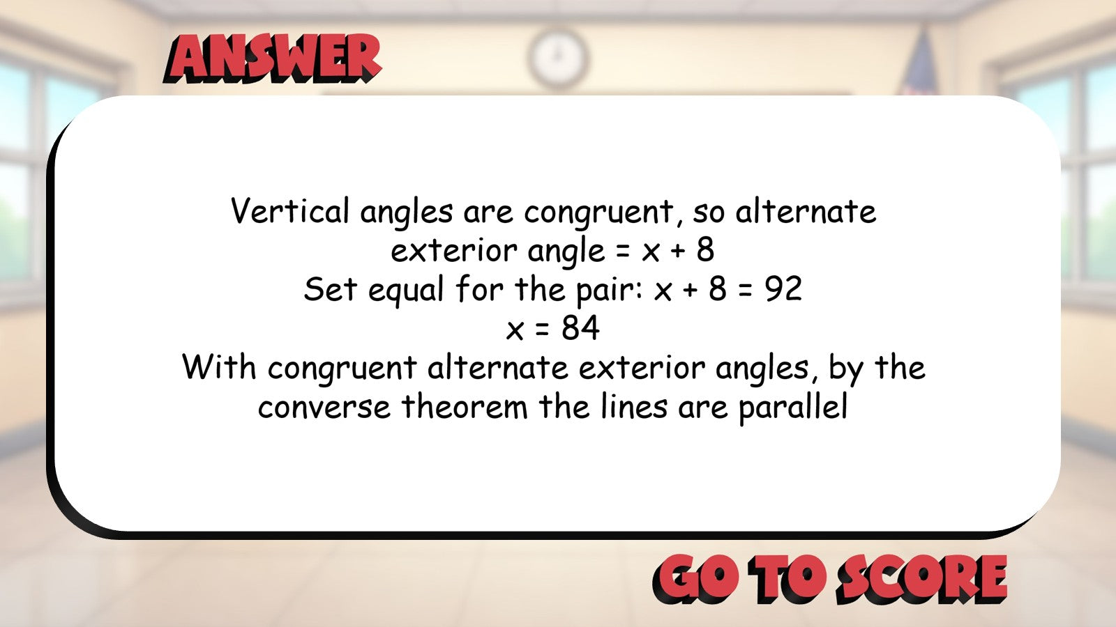 Alternate Exterior Angles BIG TERRIBLE GAME - No Prep Geometry Math Review