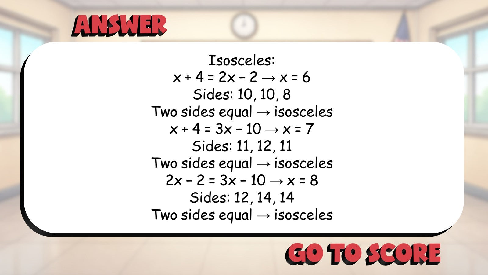 Classify Triangles By Sides BIG TERRIBLE GAME - No Prep Geometry Math Review