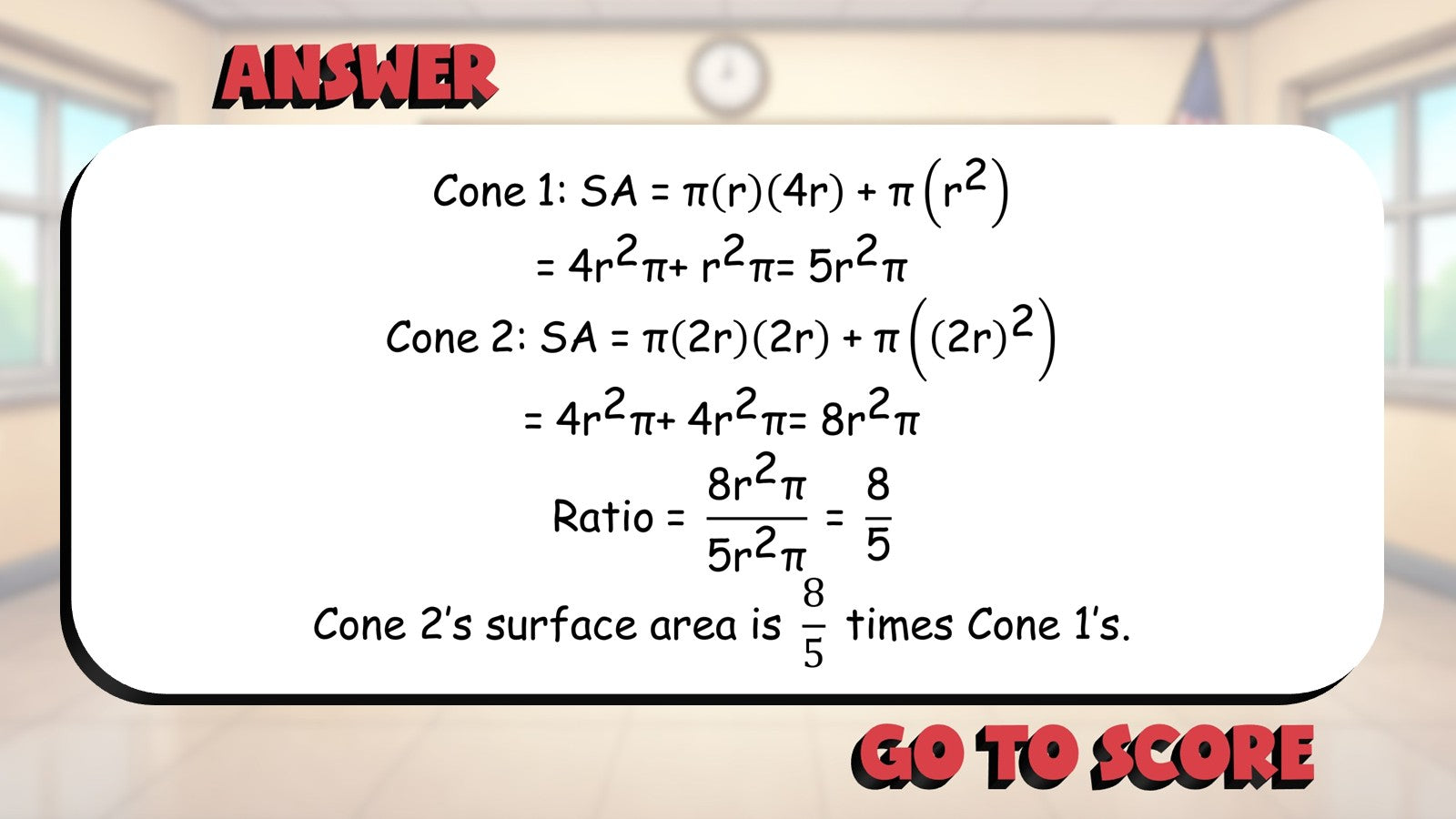 Surface Area of Cones BIG TERRIBLE GAME - No Prep Geometry Math Review Activity