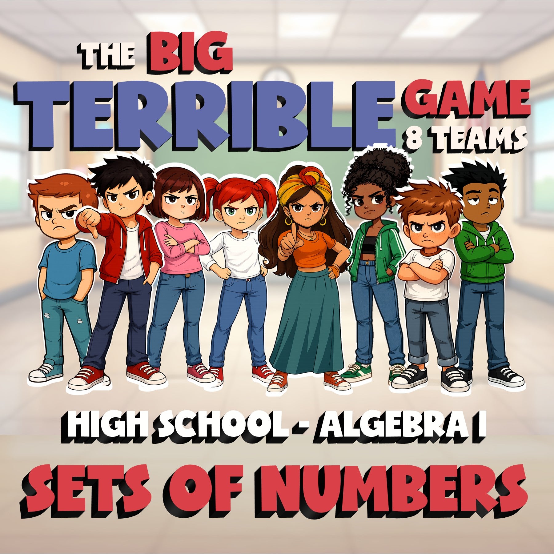 Sets of Numbers BIG TERRIBLE GAME - No Prep Algebra 1 Math Review Activity