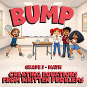 Creating Equations from Written Problems BUMP Math Game - No Prep Grade 3 Review
