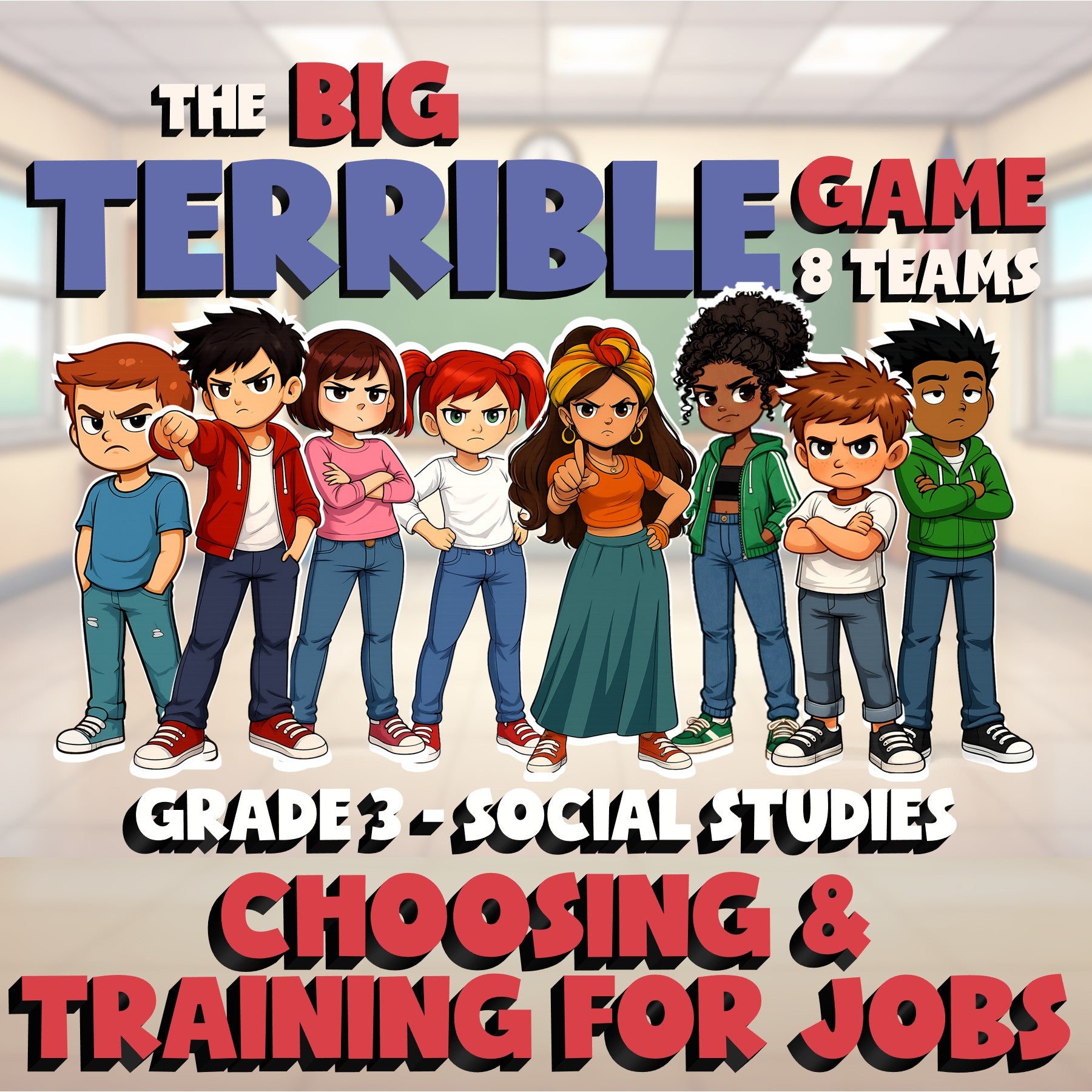 Choosing & Training for Jobs BIG TERRIBLE GAME - No Prep Grade 3 Socials Review