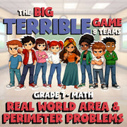 Real World Area & Perimeter Problems BIG TERRIBLE GAME - Grade 7 Math Review