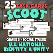 U.S. National Identity & Unity SCOOT TASK CARDS Socials Game - No Prep Grade 5