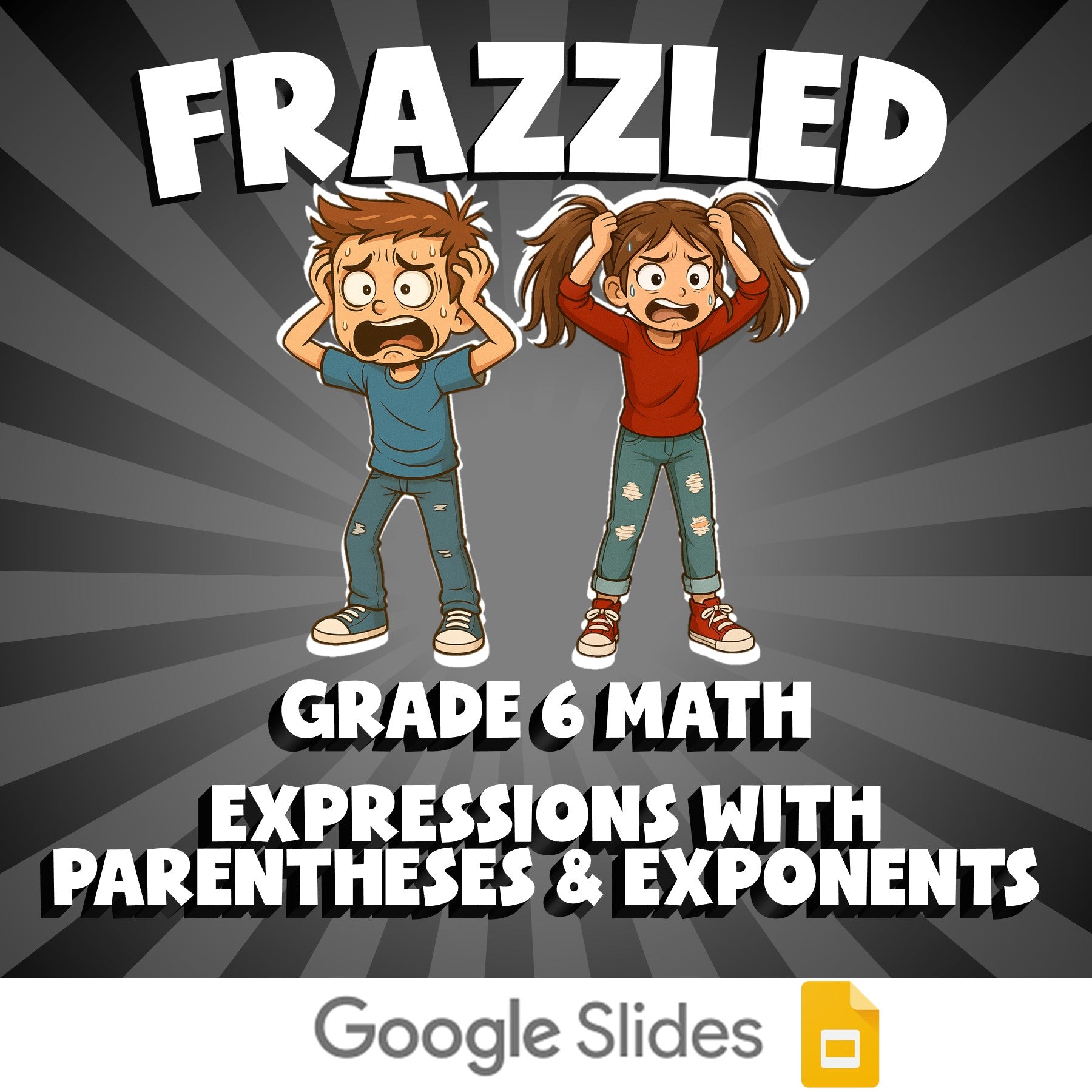 Expressions with Parentheses & Exponents FRAZZLED Math Game - No Prep Grade 6