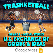 U.S. Exchange of Goods & Ideas TRASHKETBALL Socials Game - No Prep Grade 3