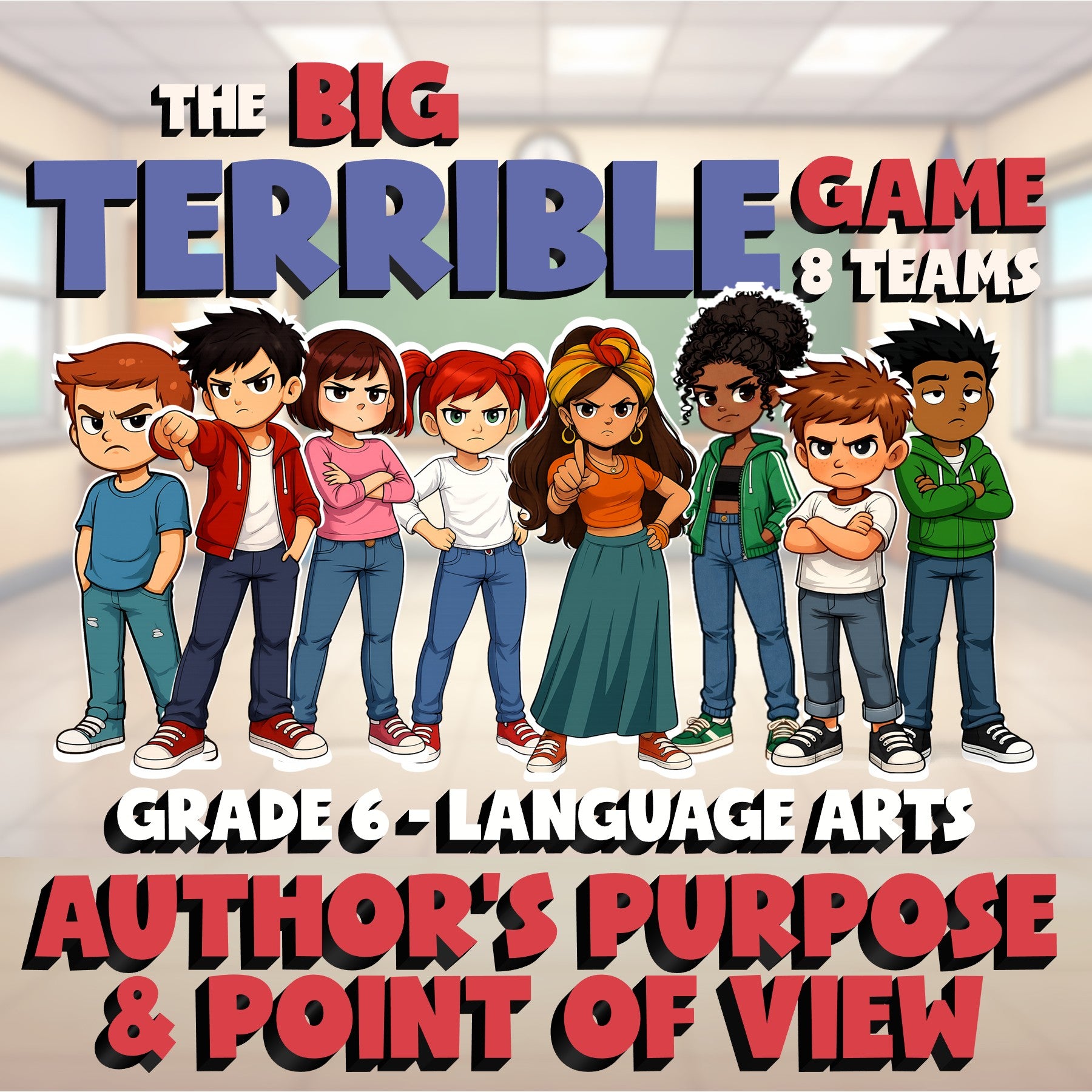 Author’s Purpose & Point of View BIG TERRIBLE GAME - No Prep Grade 6 ELA Review