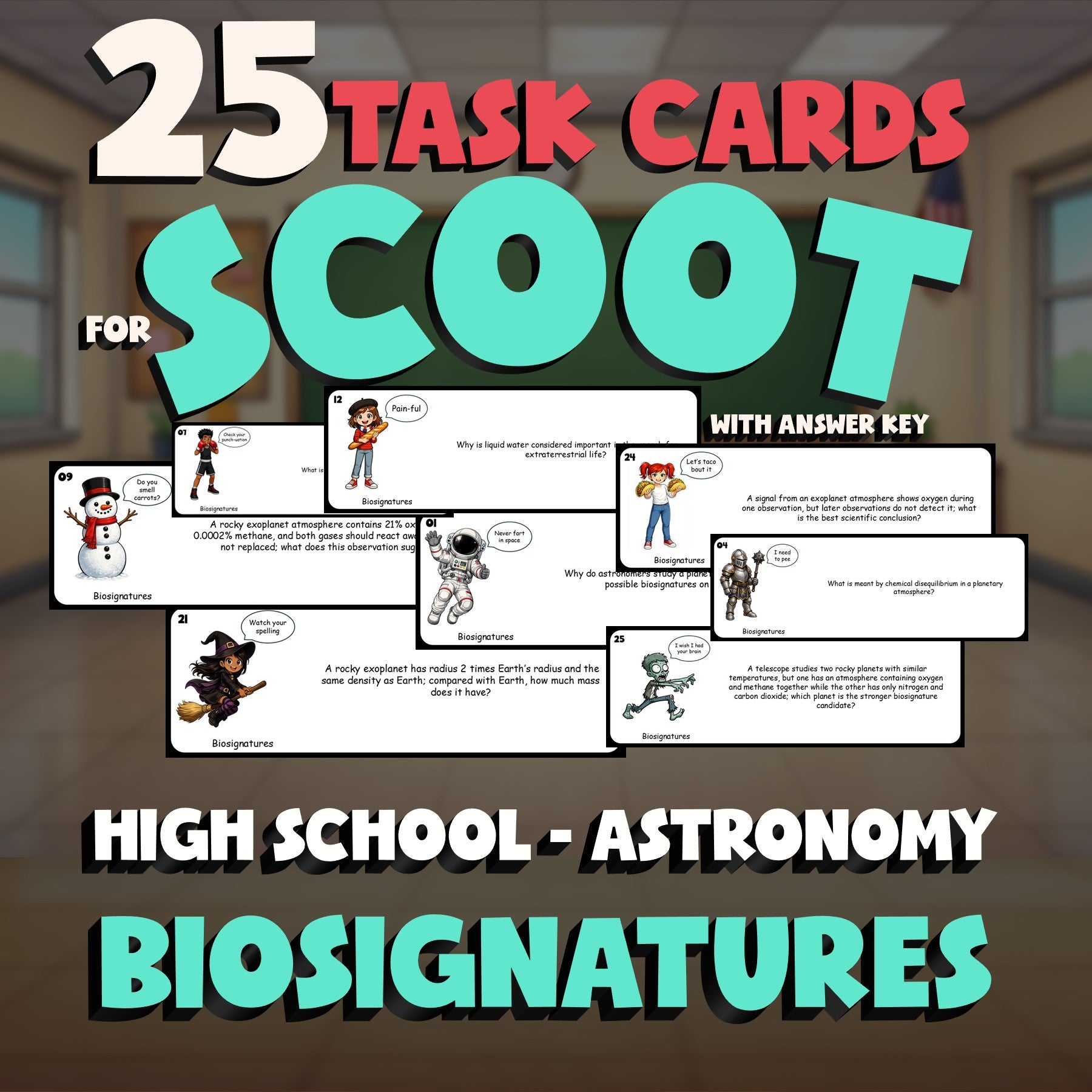 Biosignatures SCOOT TASK CARDS Science Game - No Prep Astronomy Review Activity