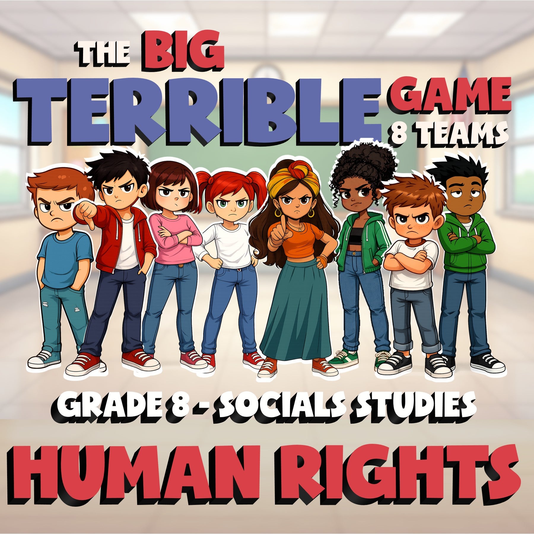 Human Rights BIG TERRIBLE GAME - No Prep Grade 8 Socials Review Activity
